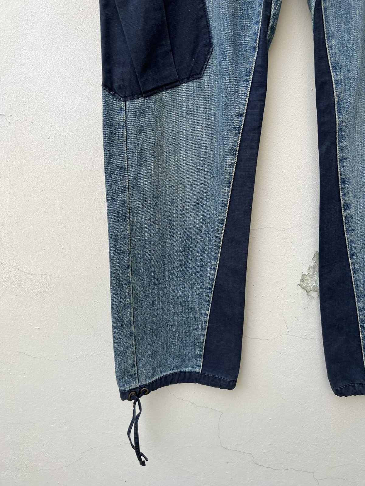 Vintage Vintage OSMOSIS Drawstring Ripped Hybrid Cargo Denim Pant Size US 30 / EU 46 - 6 Thumbnail