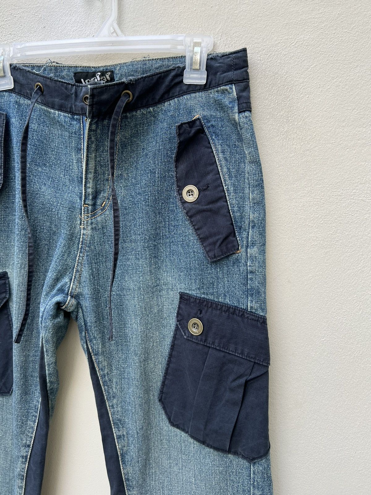 Vintage Vintage OSMOSIS Drawstring Ripped Hybrid Cargo Denim Pant Size US 30 / EU 46 - 8 Thumbnail