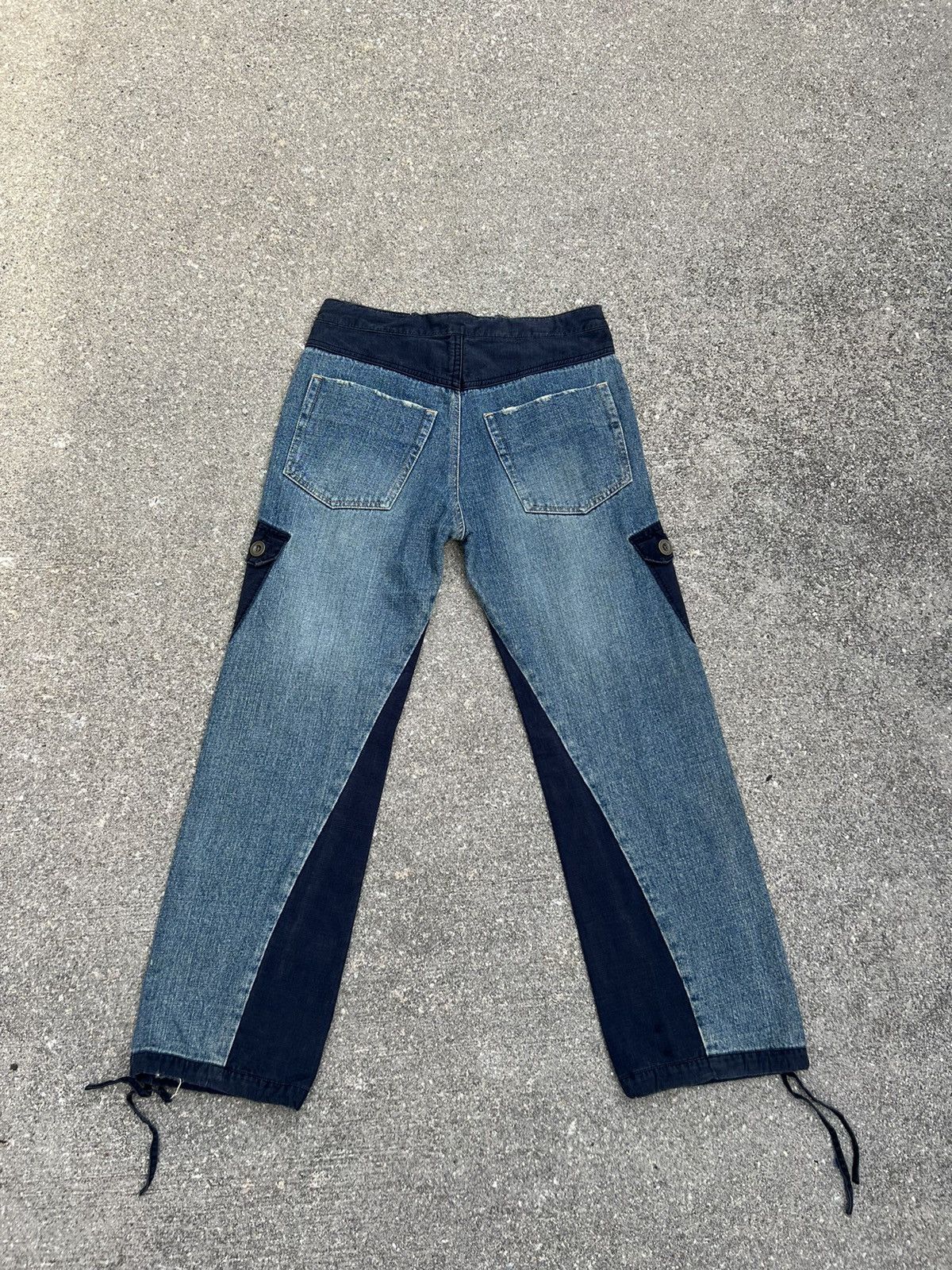 Vintage Vintage OSMOSIS Drawstring Ripped Hybrid Cargo Denim Pant Size US 30 / EU 46 - 2 Thumbnail