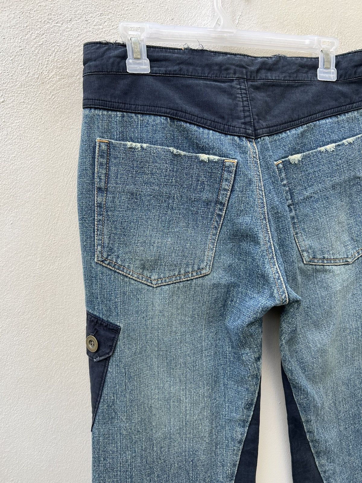 Vintage Vintage OSMOSIS Drawstring Ripped Hybrid Cargo Denim Pant Size US 30 / EU 46 - 11 Thumbnail