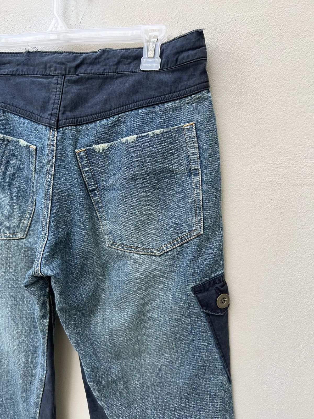 Vintage Vintage OSMOSIS Drawstring Ripped Hybrid Cargo Denim Pant Size US 30 / EU 46 - 13 Thumbnail