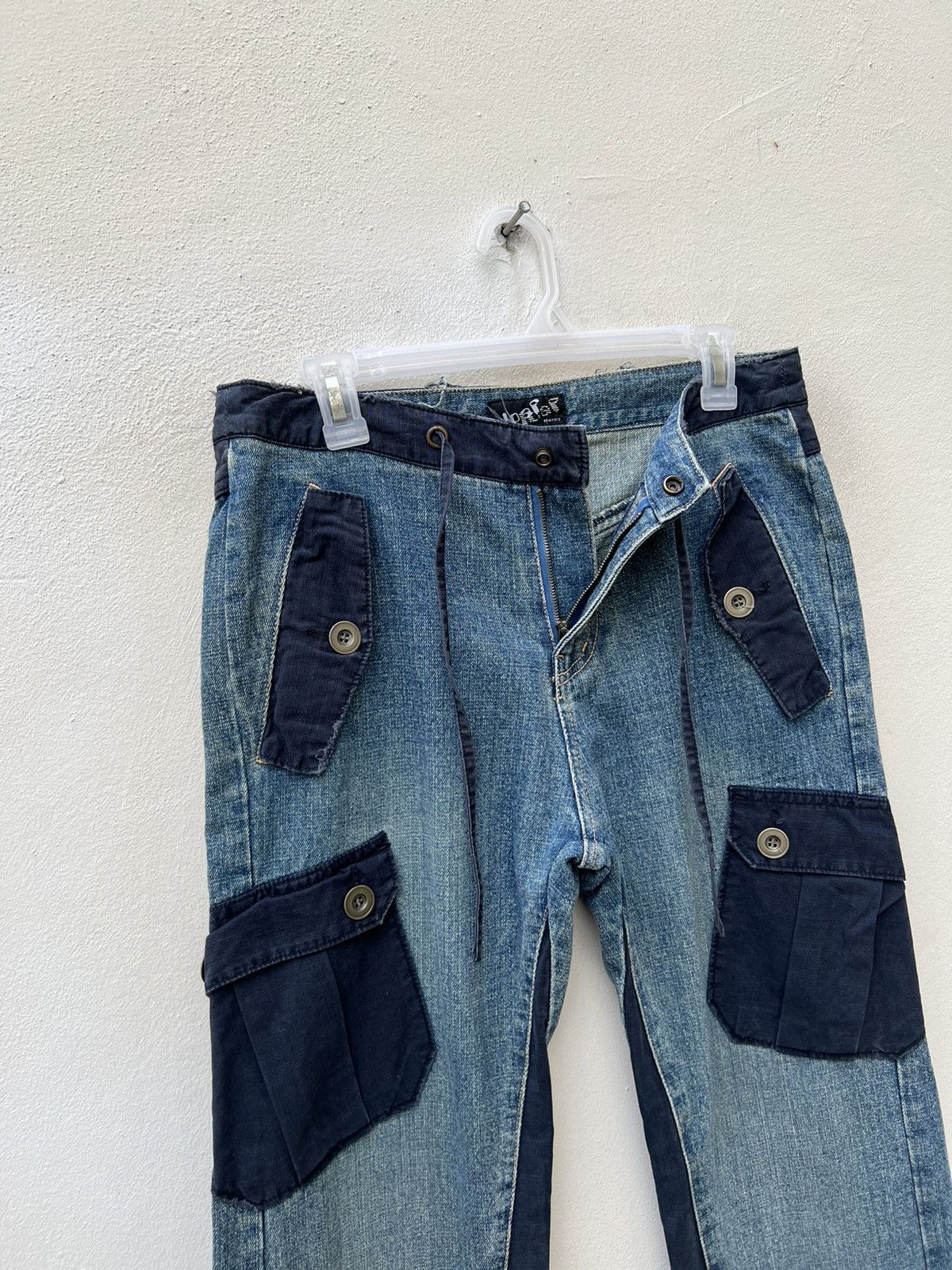 Vintage Vintage OSMOSIS Drawstring Ripped Hybrid Cargo Denim Pant Size US 30 / EU 46 - 5 Thumbnail