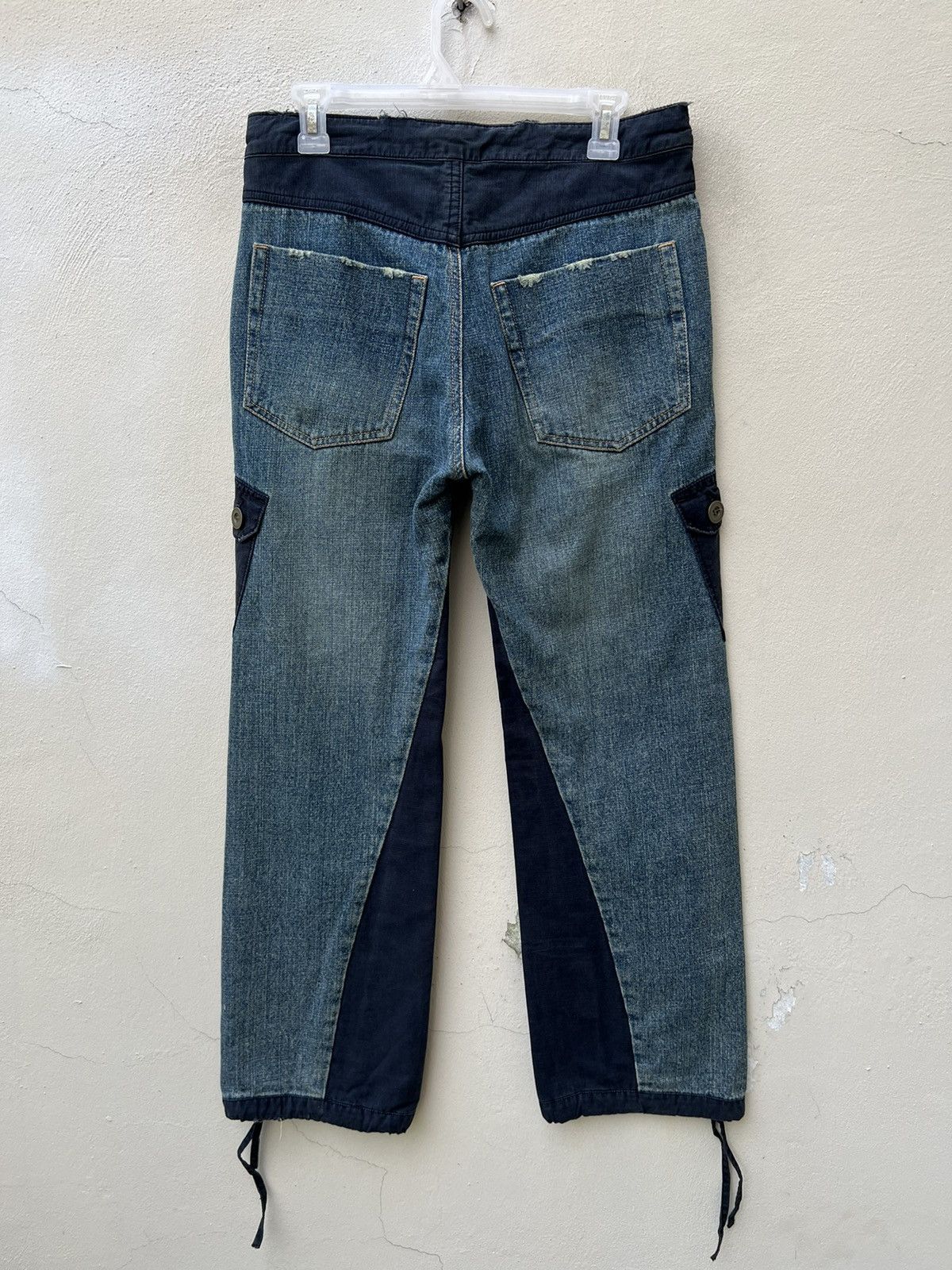 Vintage Vintage OSMOSIS Drawstring Ripped Hybrid Cargo Denim Pant Size US 30 / EU 46 - 10 Thumbnail