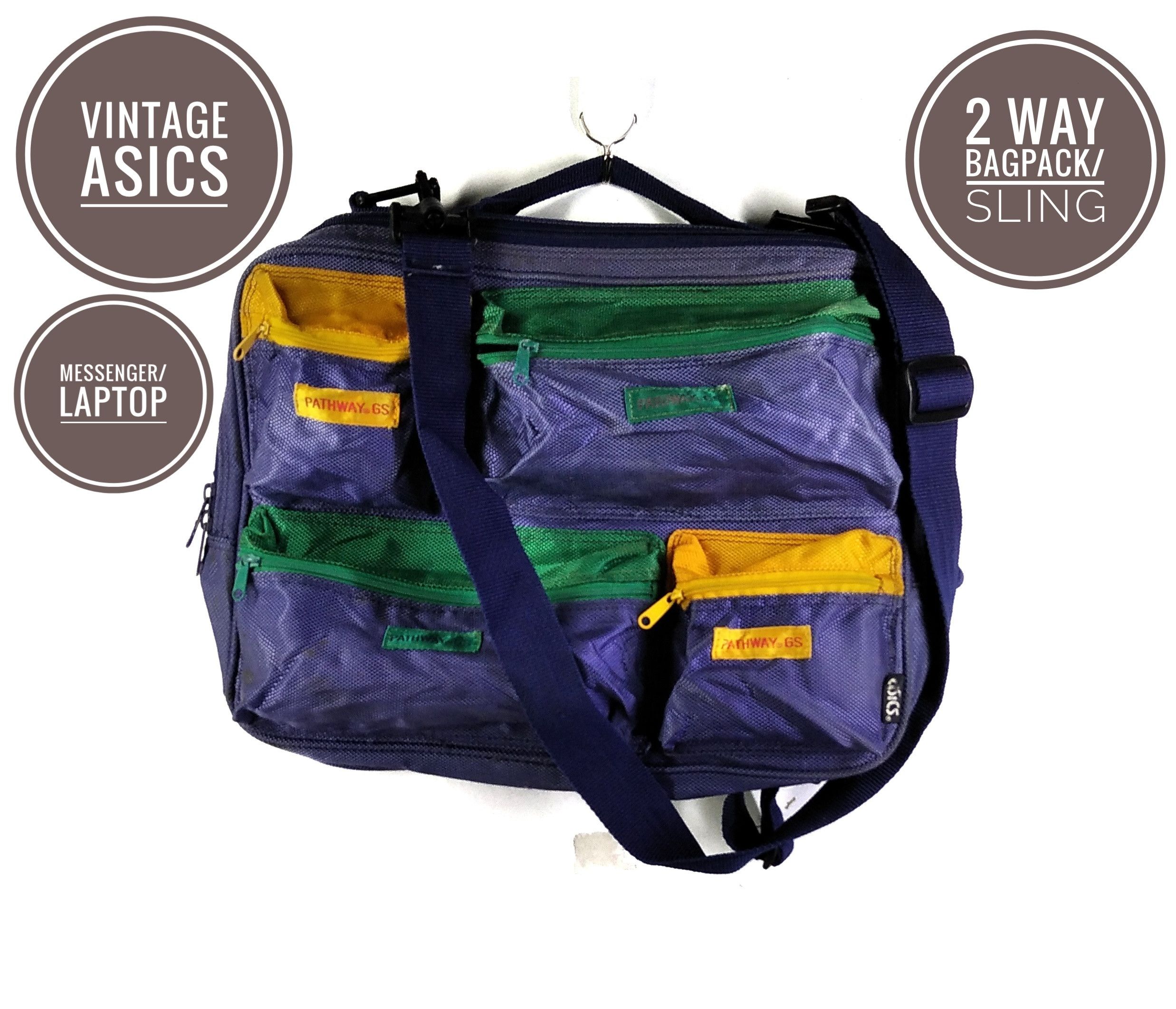 Asics × Colours × Vintage Vintage90's Asics Messenger/Laptop Carrier Two Way Bag Size ONE SIZE - 6 Thumbnail