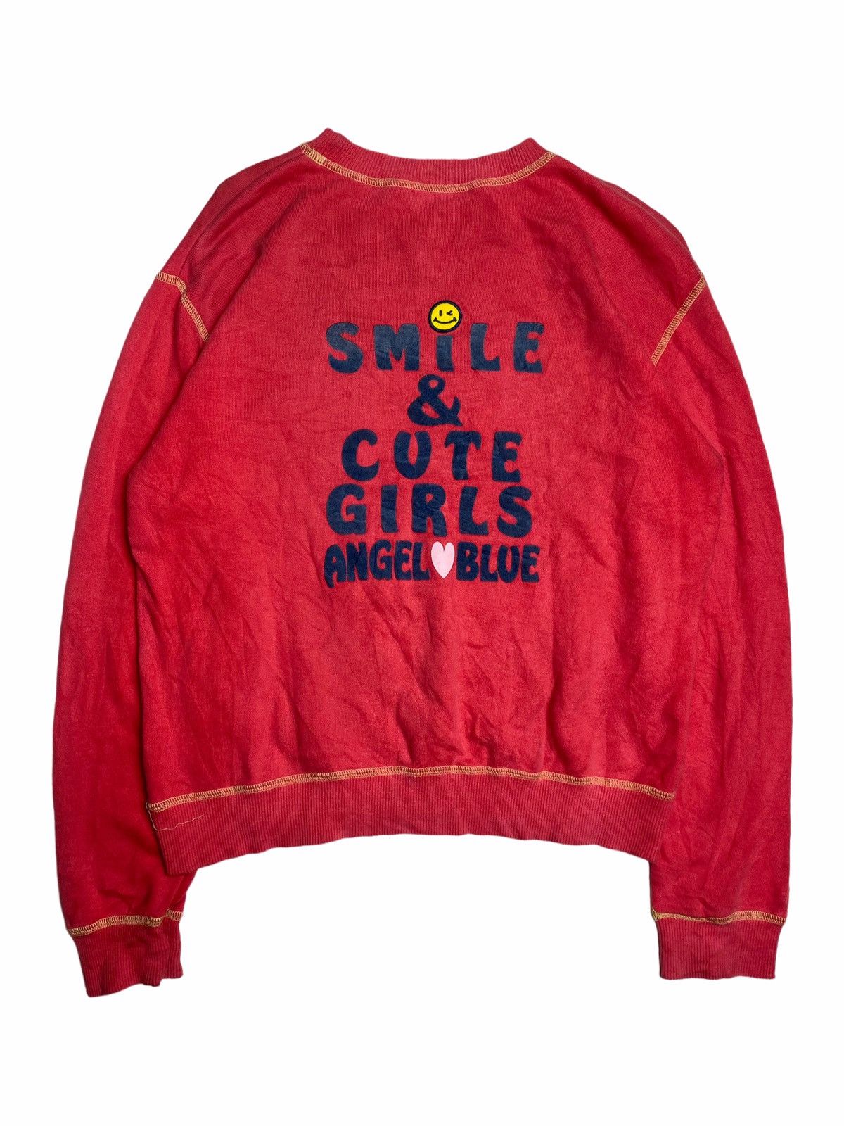 Angel Blue ☠️NEEDGONE☠️1990s Angel Blue - Smile & Cute Girls Sweatshirt Size US M / EU 48-50 / 2 - 2 Thumbnail