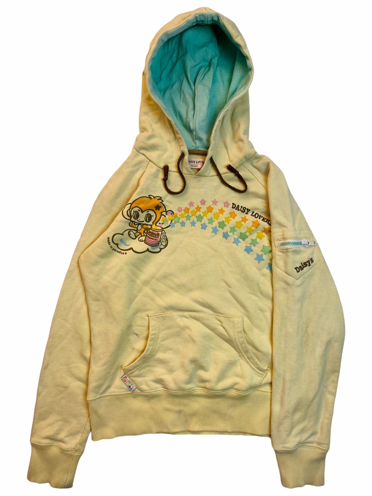 Image of Hysteric Glamour Needgone1990S Daisy Lovers - Monkey Star Mascots Hoodie in Yellow, Women's (Size X