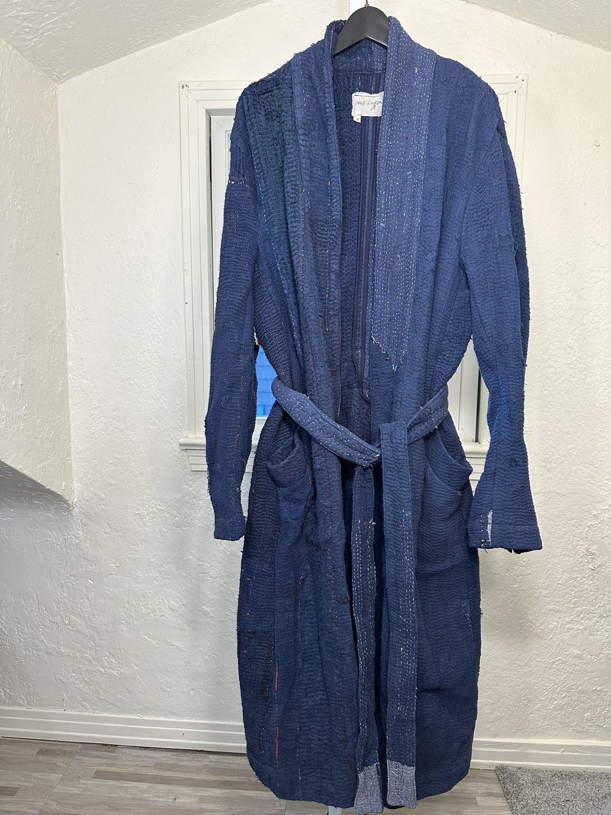 image of Greg Lauren Kantha Gl1 Overcoat in Blue, Men's (Size Large)