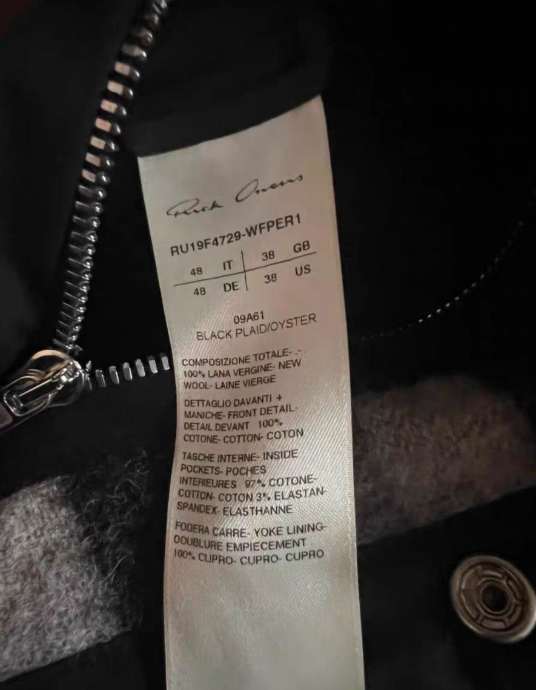 Rick Owens Rick Owens ro 19FW wool checked jacket Size US M / EU 48-50 / 2 - 4 Thumbnail