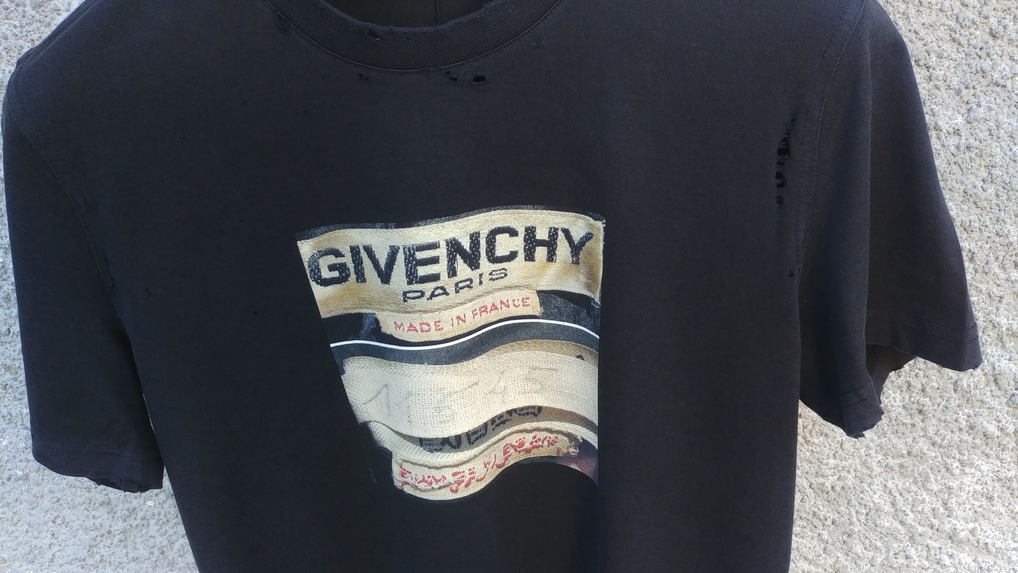 Givenchy Washed Destroyed Labels Madonna Rottweiler T-Shirt