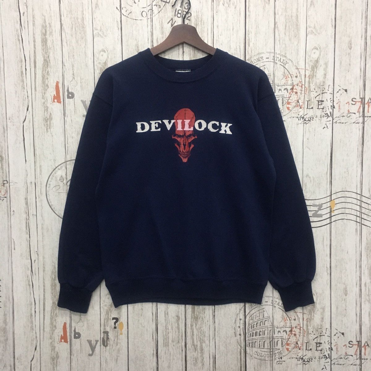image of Devilock Big Spellout Made In Usa in Dark Blue, Men's (Size Medium)