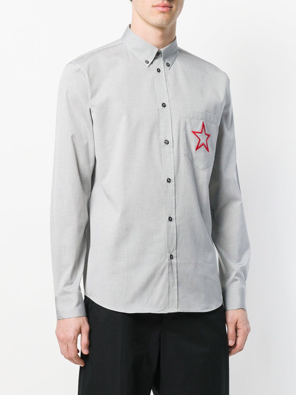 $535 Givenchy Star Embroidered Rottweiler Shark Men's Shirt