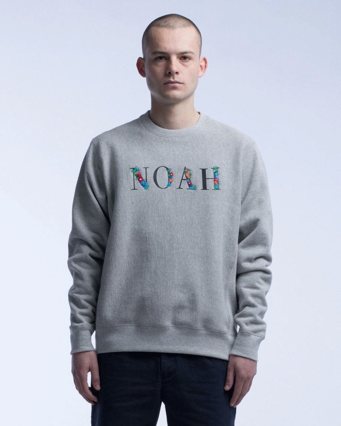 image of Noah Ny Botanical Logo Crewneck in Grey, Men's (Size XL)