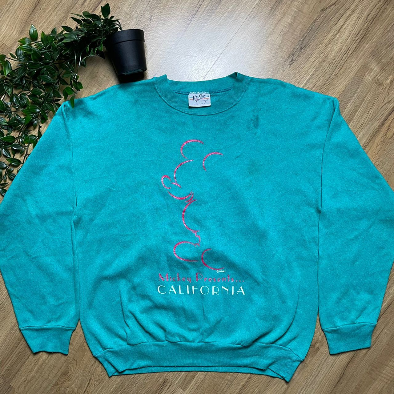 Vintage 90’s Sweatshirt Disney Velvasheen Mickey California