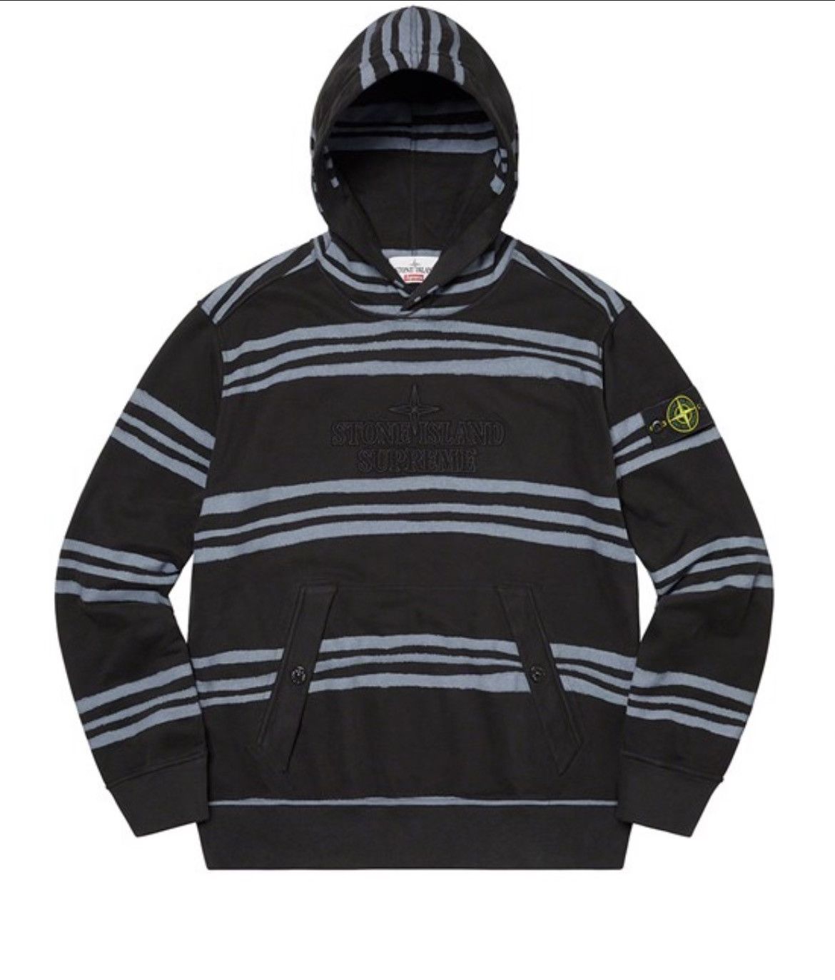 image of Stone Island Warp Stripe Hoodie in Black, Men's (Size Large)