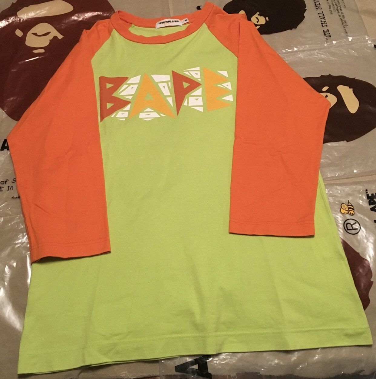 Bape long sleeve raglan tee shirt