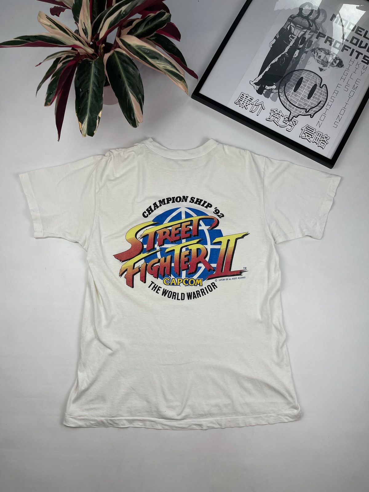 image of Playstation x Vintage Street Fighter Namco Promo Tee Shirt in White, Men's (Size XL)