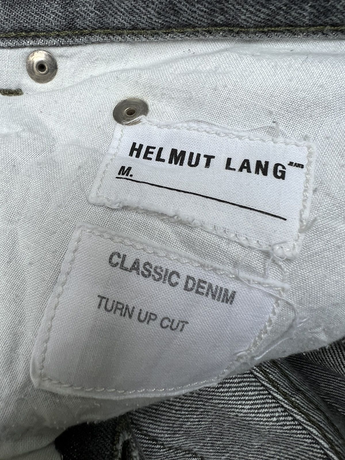 Helmut Lang Vintage 90s Helmut Lang Fade Grey Denim Turn Up Cut Jeans Size US 29 - 19 Thumbnail