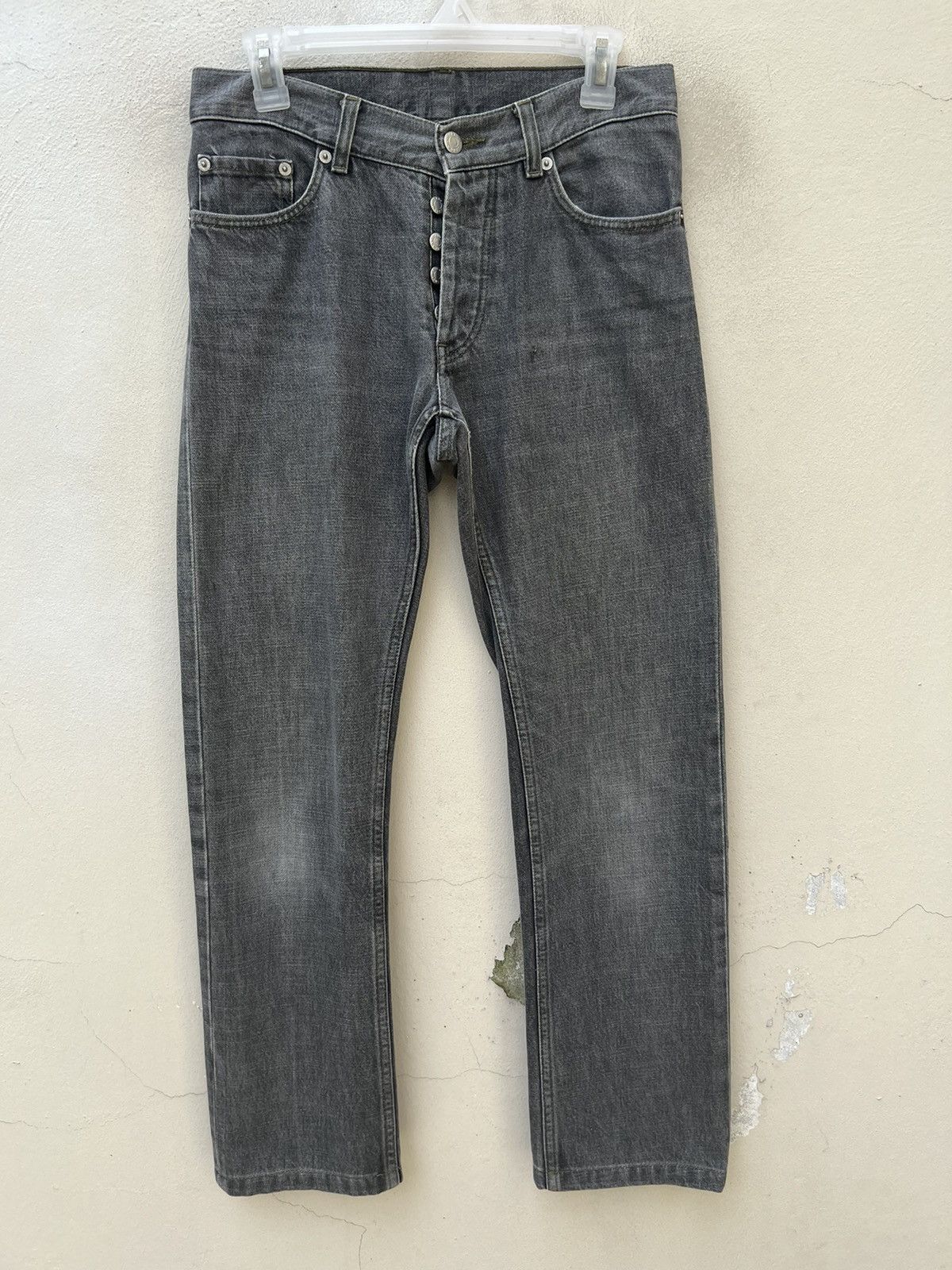 Helmut Lang Vintage 90s Helmut Lang Fade Grey Denim Turn Up Cut Jeans Size US 29 - 6 Thumbnail