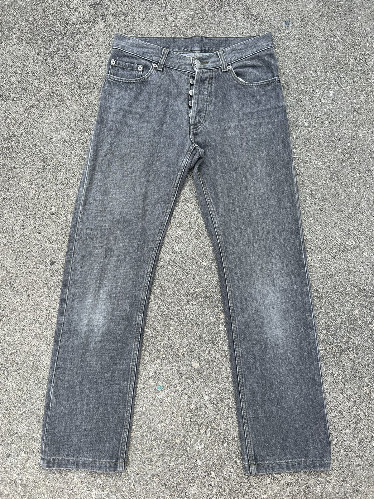 Helmut Lang Vintage 90s Helmut Lang Fade Grey Denim Turn Up Cut Jeans Size US 29 - 1 Thumbnail