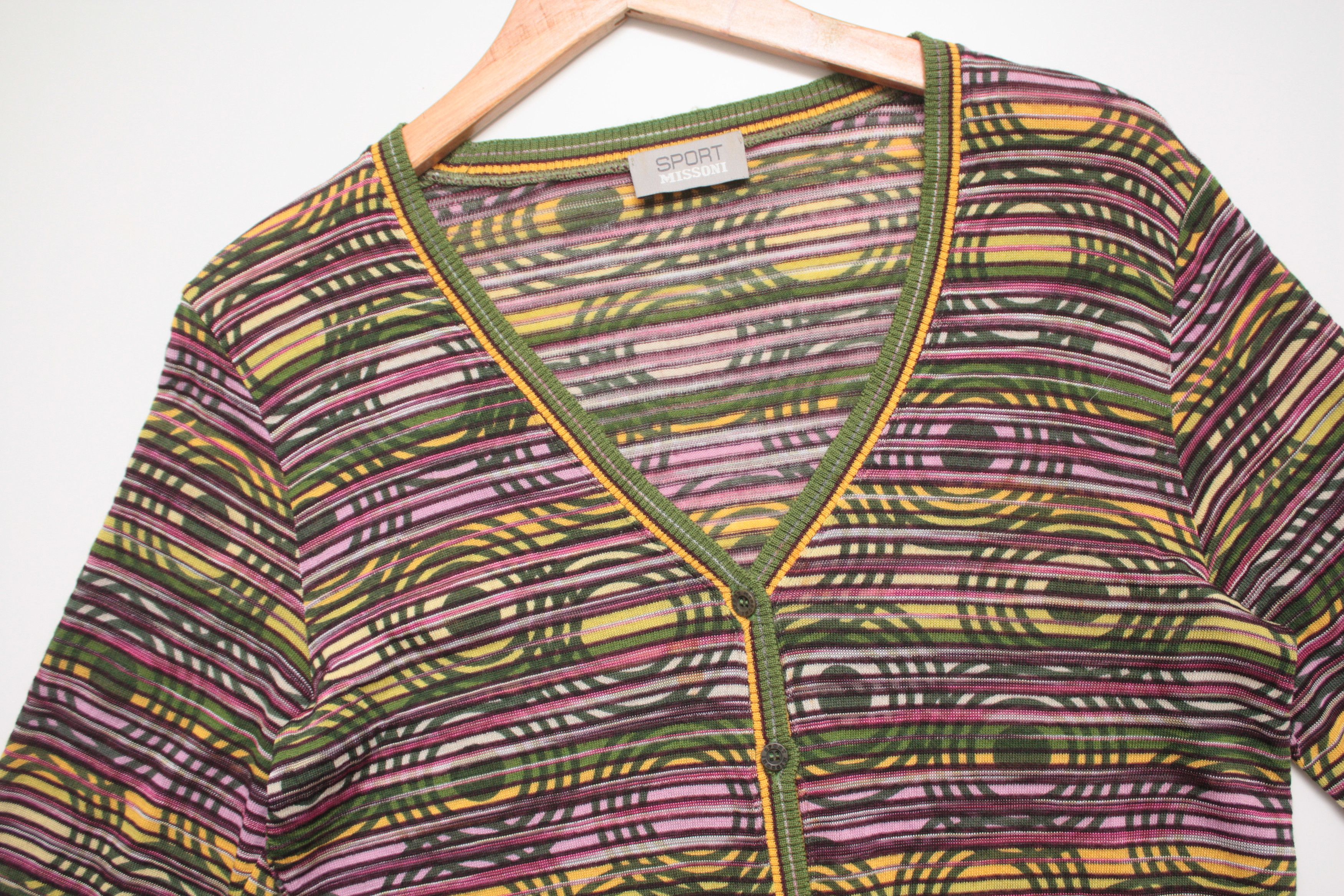 Missoni Missoni Sport Lightweight V-Neck Multicolor Cardigan Size US S / EU 44-46 / 1 - 3 Thumbnail