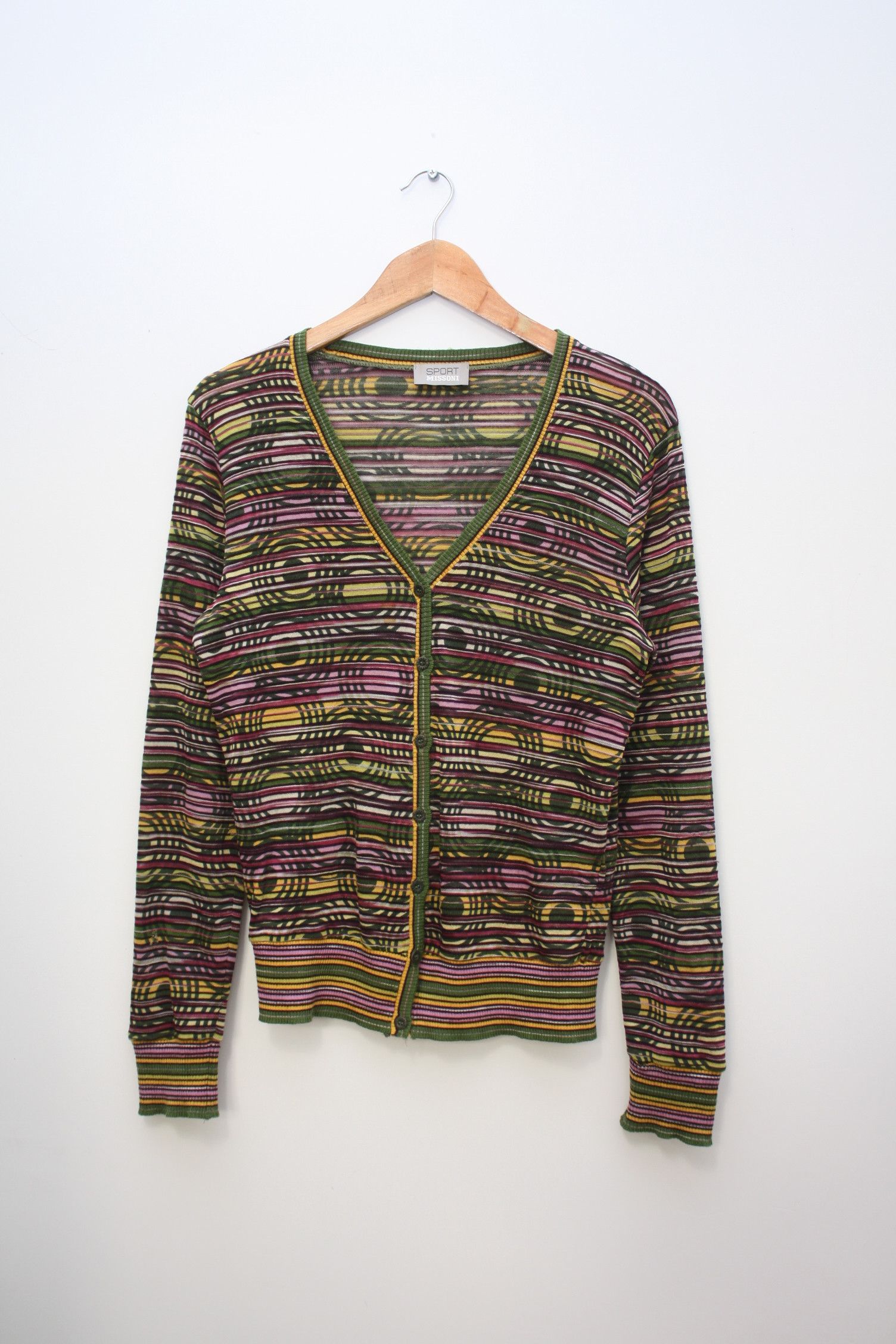 Missoni Missoni Sport Lightweight V-Neck Multicolor Cardigan Size US S / EU 44-46 / 1 - 1 Thumbnail