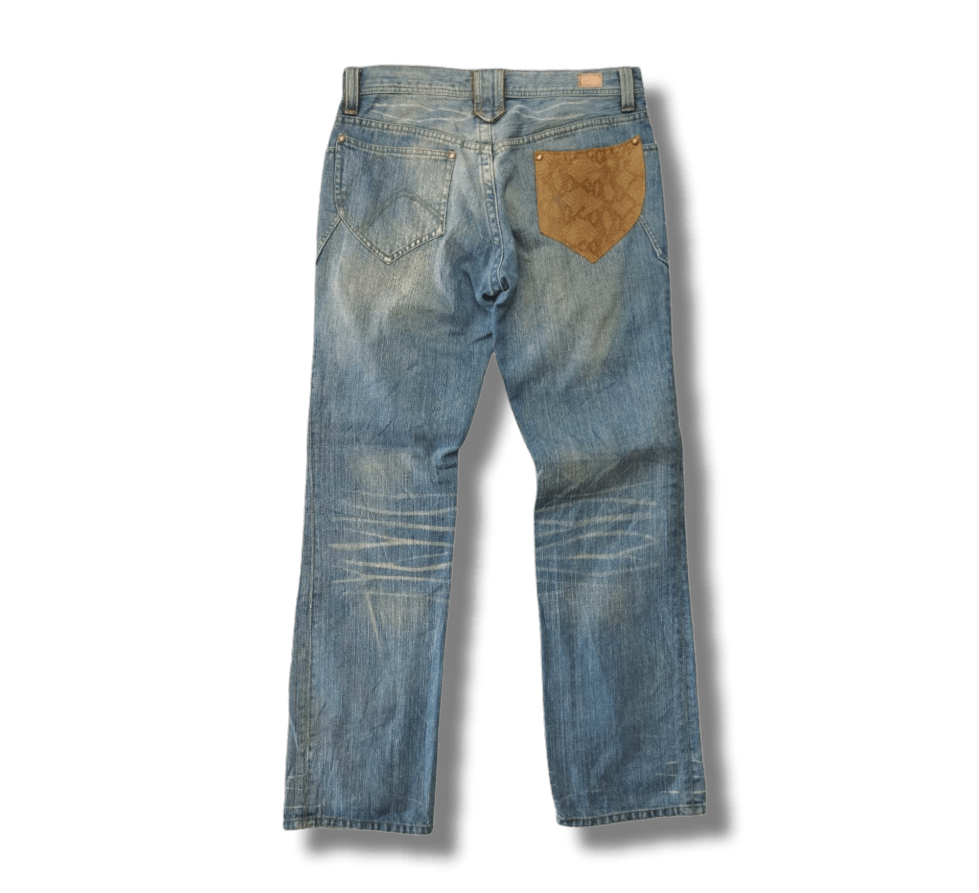 image of Hideaways x Nicole Club Best Offerjapanese Nicole Club With Leather Pocket Jeans in Blue Distressed