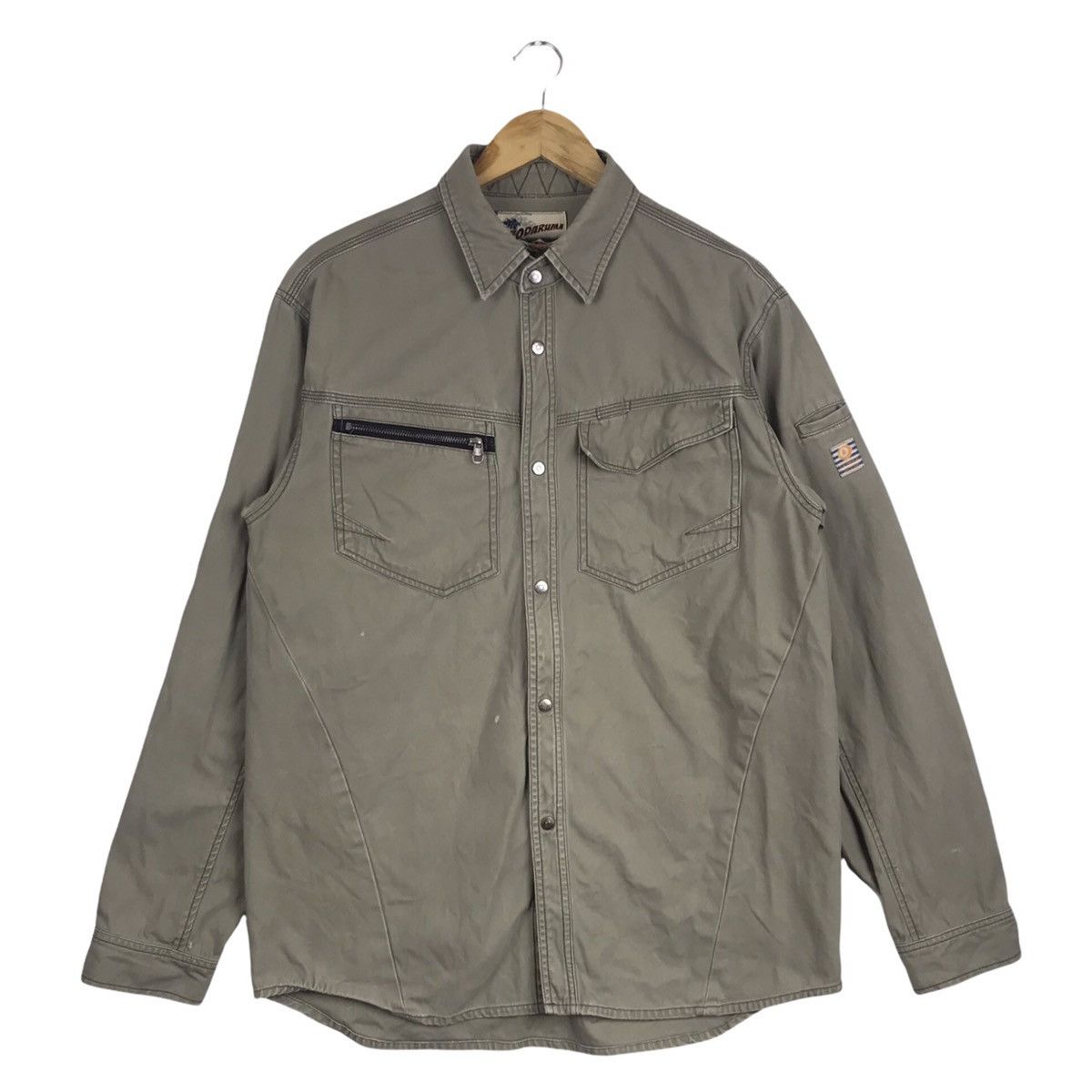 Japanese Brand Vintage Kurodaruma Workwear Snap Button Khakis Jacket Size US XXL / EU 58 / 5 - 1 Thumbnail