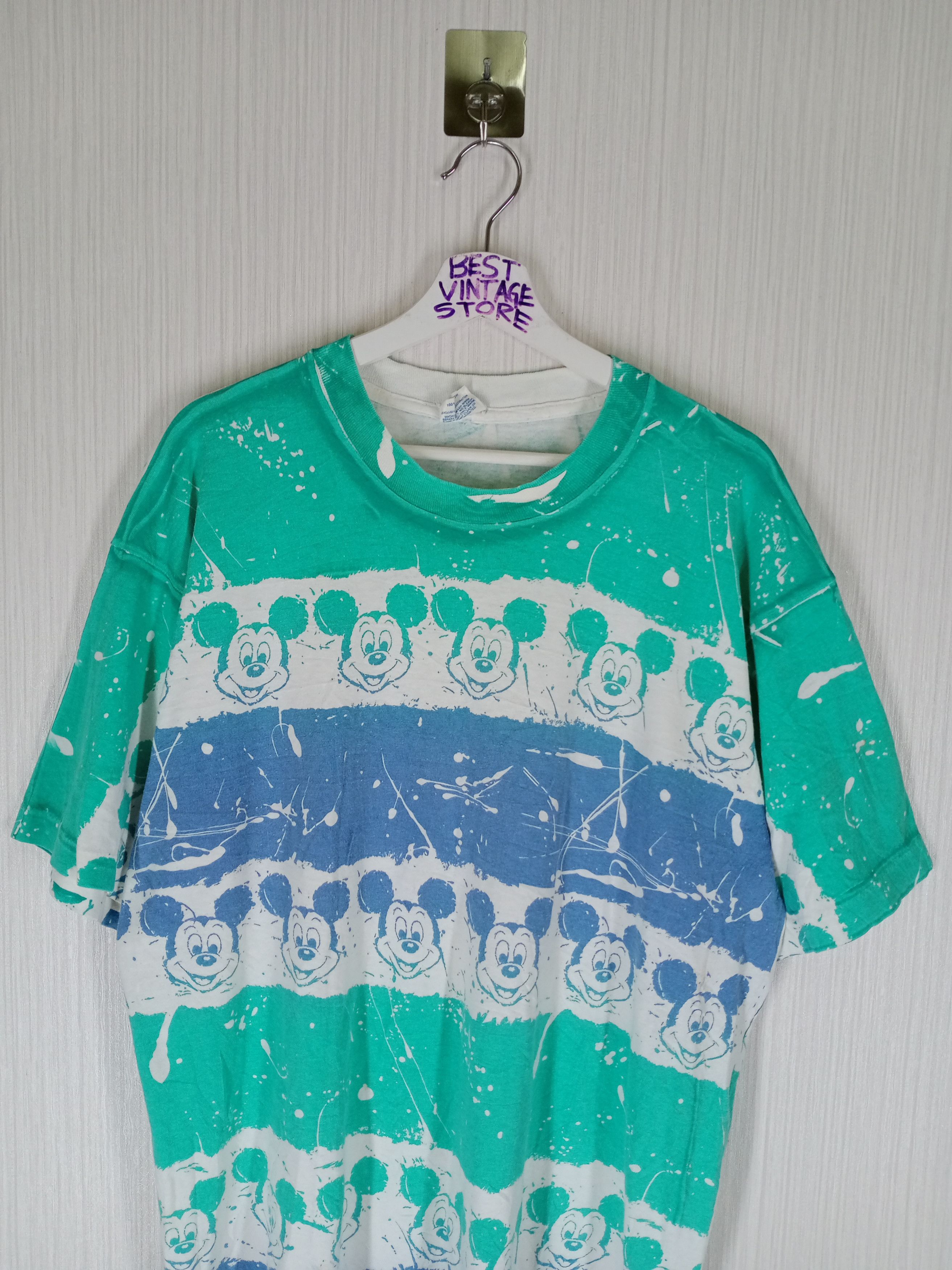 Disney RARE Vintage 80s Mickey Mouse Tie Dye Fullprint Tshirt Size US XL / EU 56 / 4 - 2 Thumbnail