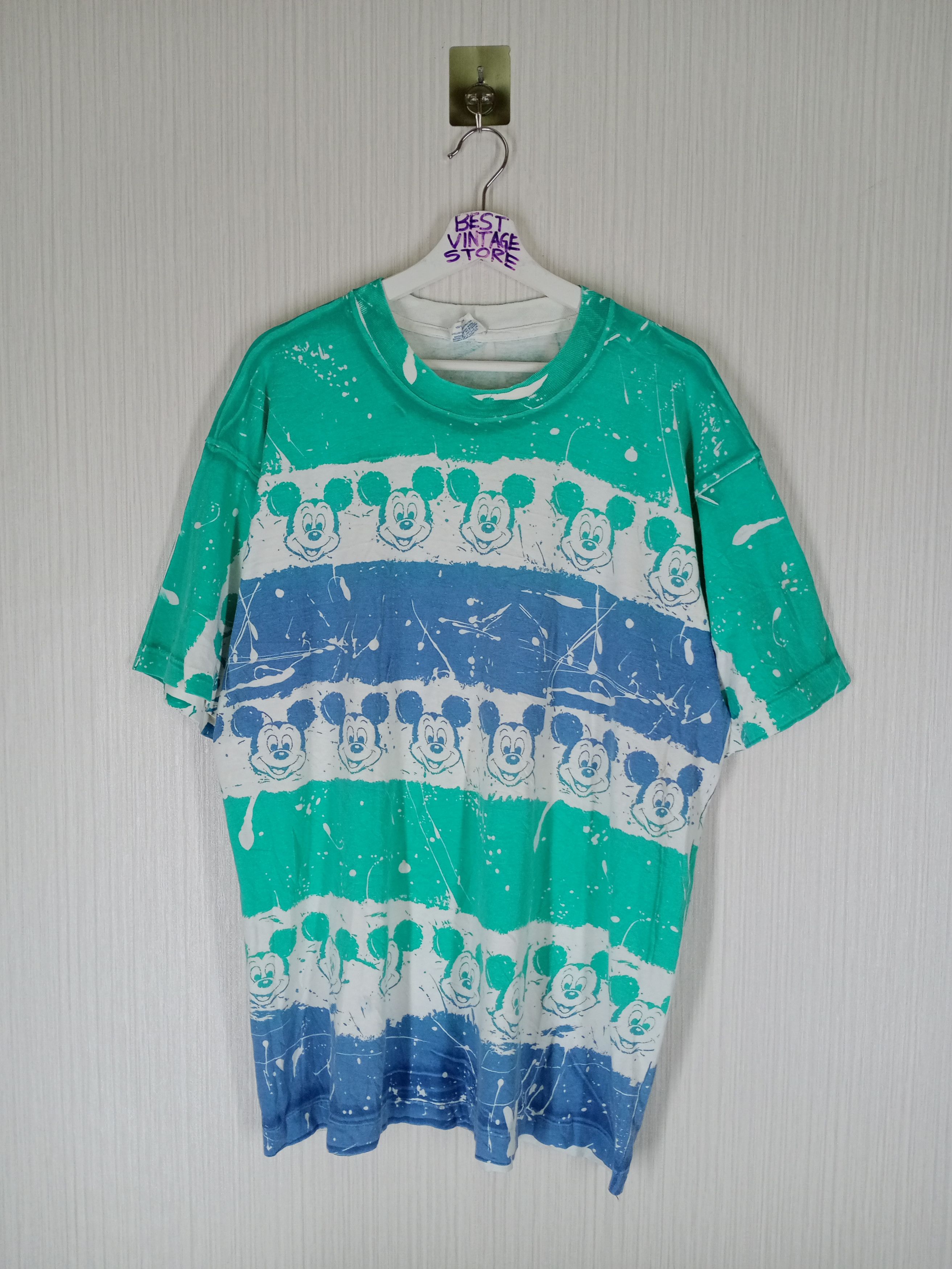 Disney RARE Vintage 80s Mickey Mouse Tie Dye Fullprint Tshirt Size US XL / EU 56 / 4 - 1 Thumbnail