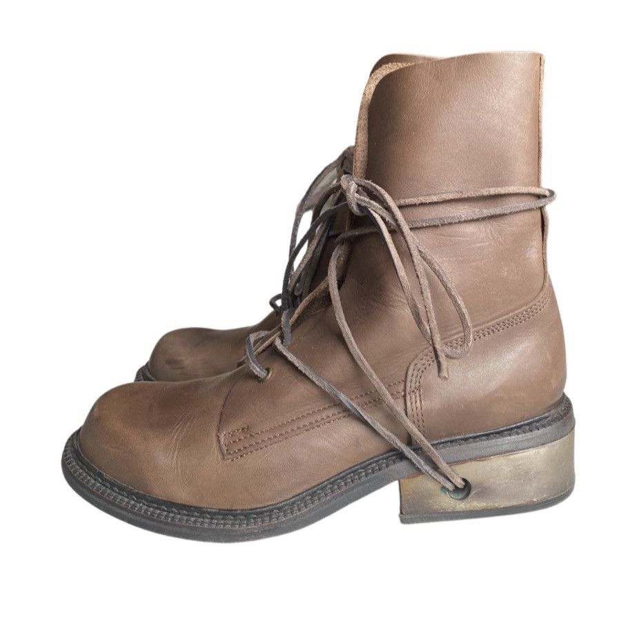 image of Dirk Bikkembergs Vintage Metal Heel Shoes Lace Boots in Brown, Men's (Size 10)
