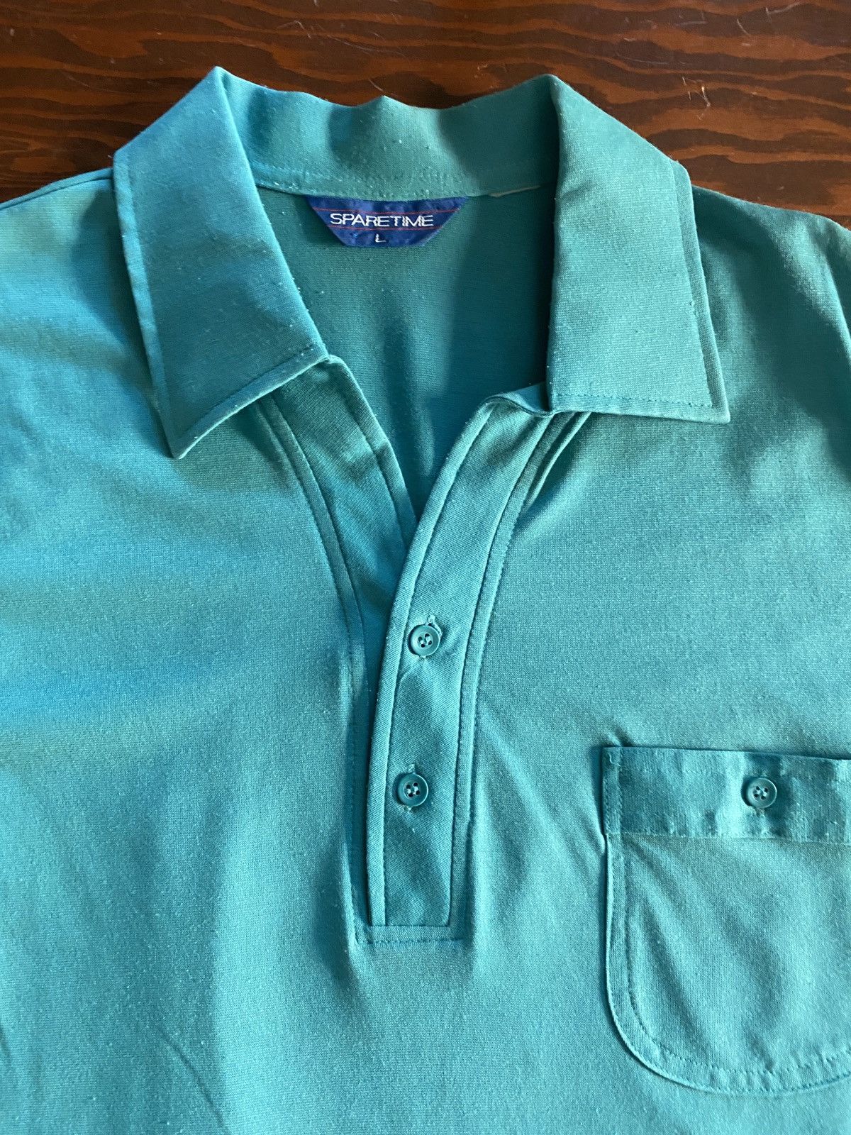 Vintage Vintage 80’s Sparetime V Neck Teal Short Sleeve Polo Size US L / EU 52-54 / 3 - 3 Thumbnail