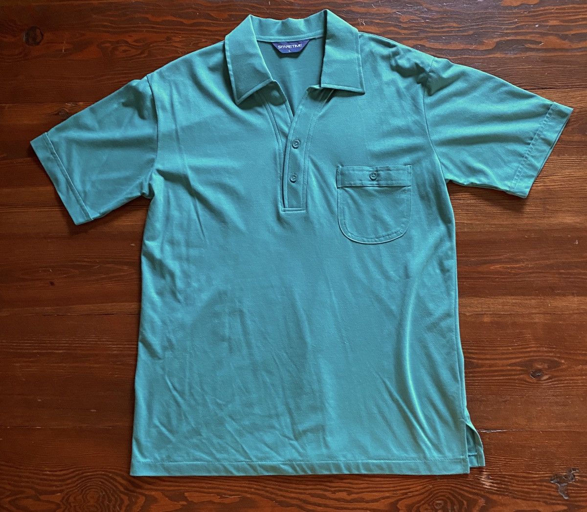 Vintage Vintage 80’s Sparetime V Neck Teal Short Sleeve Polo Size US L / EU 52-54 / 3 - 1 Thumbnail