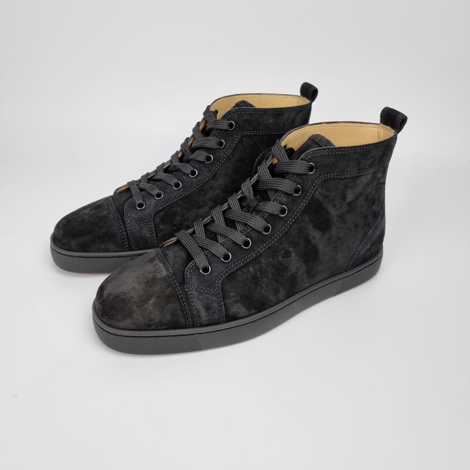 CHRISTIAN LOUBOUTIN Men's High Top Sneakers LOUIS ORLATO Black Velvet 40.5