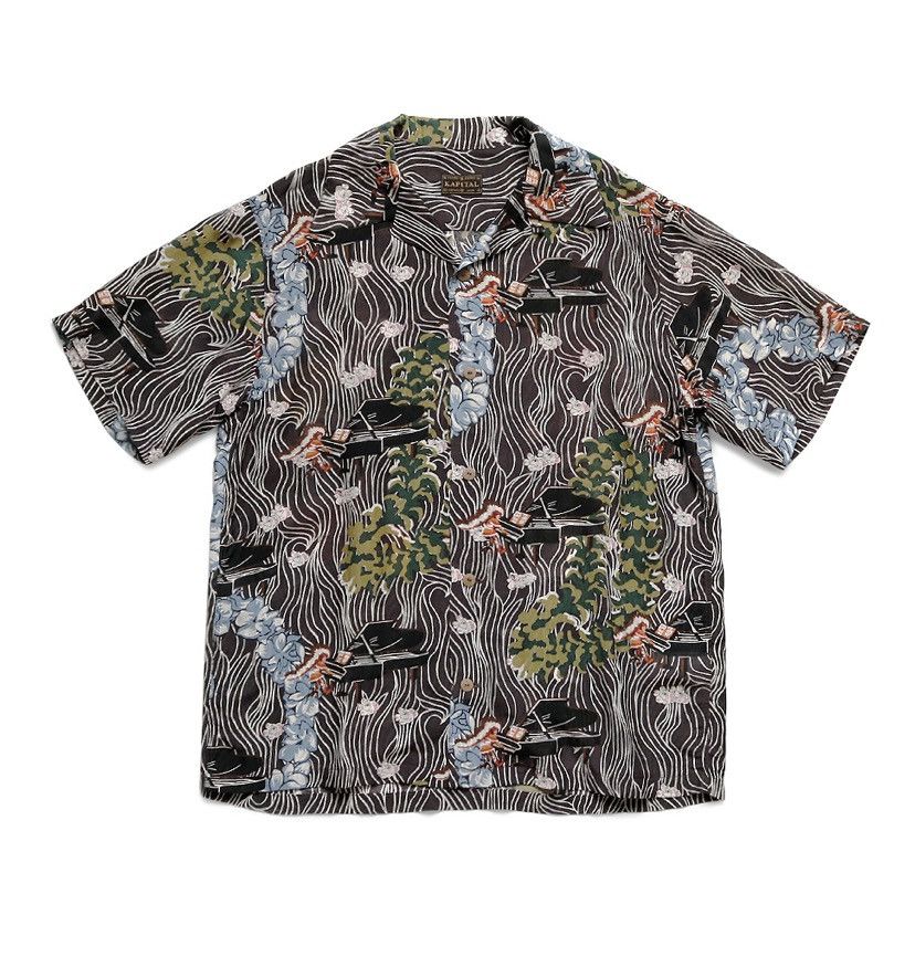 Image of Kapital Silk Rayon Piano Aloha Shirt Size 4 in Black, Men's