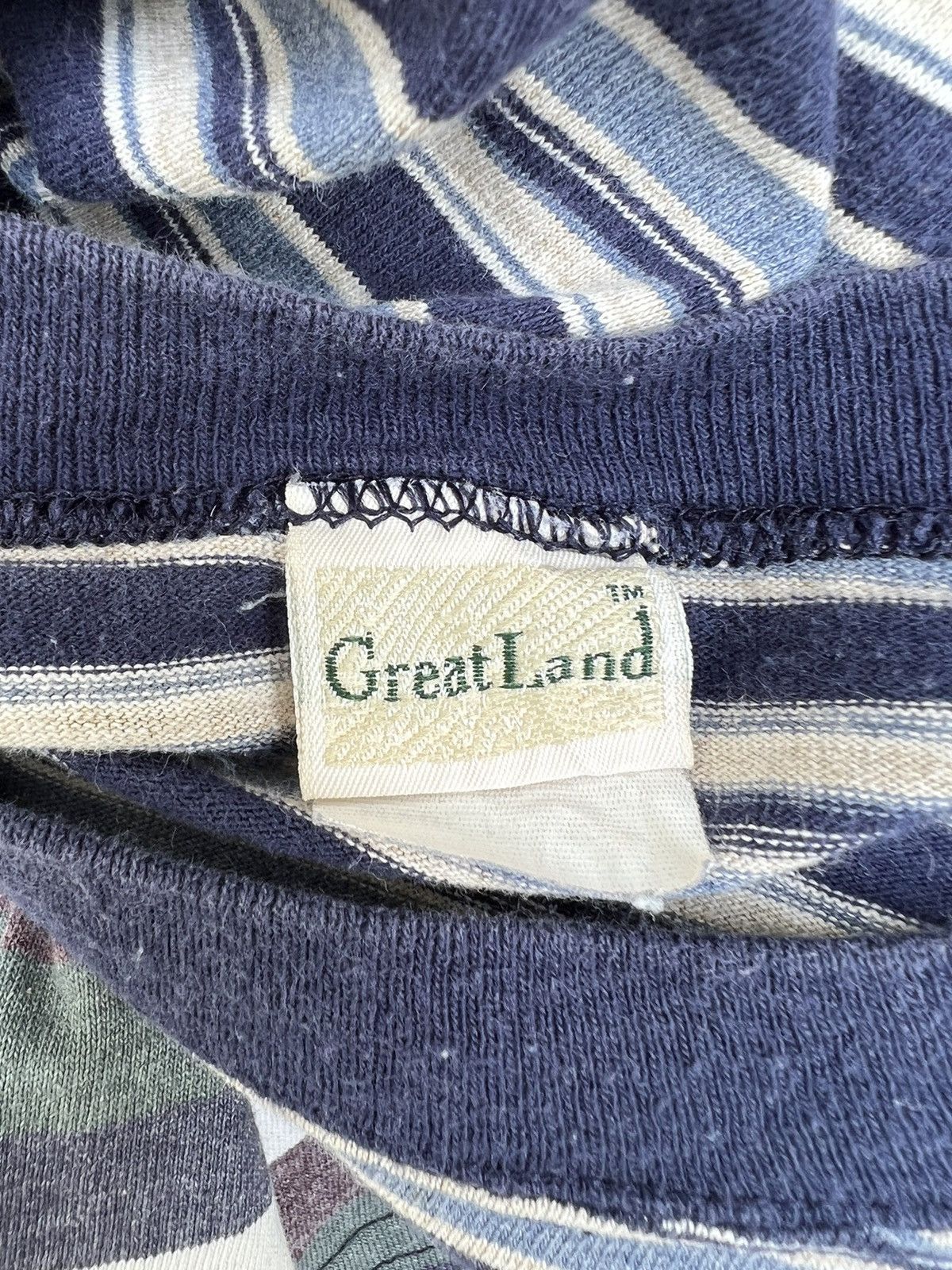 Greatland Apparel Vintage 90s Great Land USA Stripe tee Grunge Skate Surfing Size US M / EU 48-50 / 2 - 11 Thumbnail