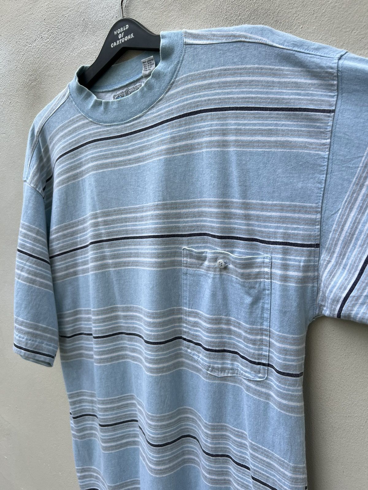 Vintage Vintage 90s TOMATO California Border Striped Pocket t shirt Size US L / EU 52-54 / 3 - 11 Thumbnail