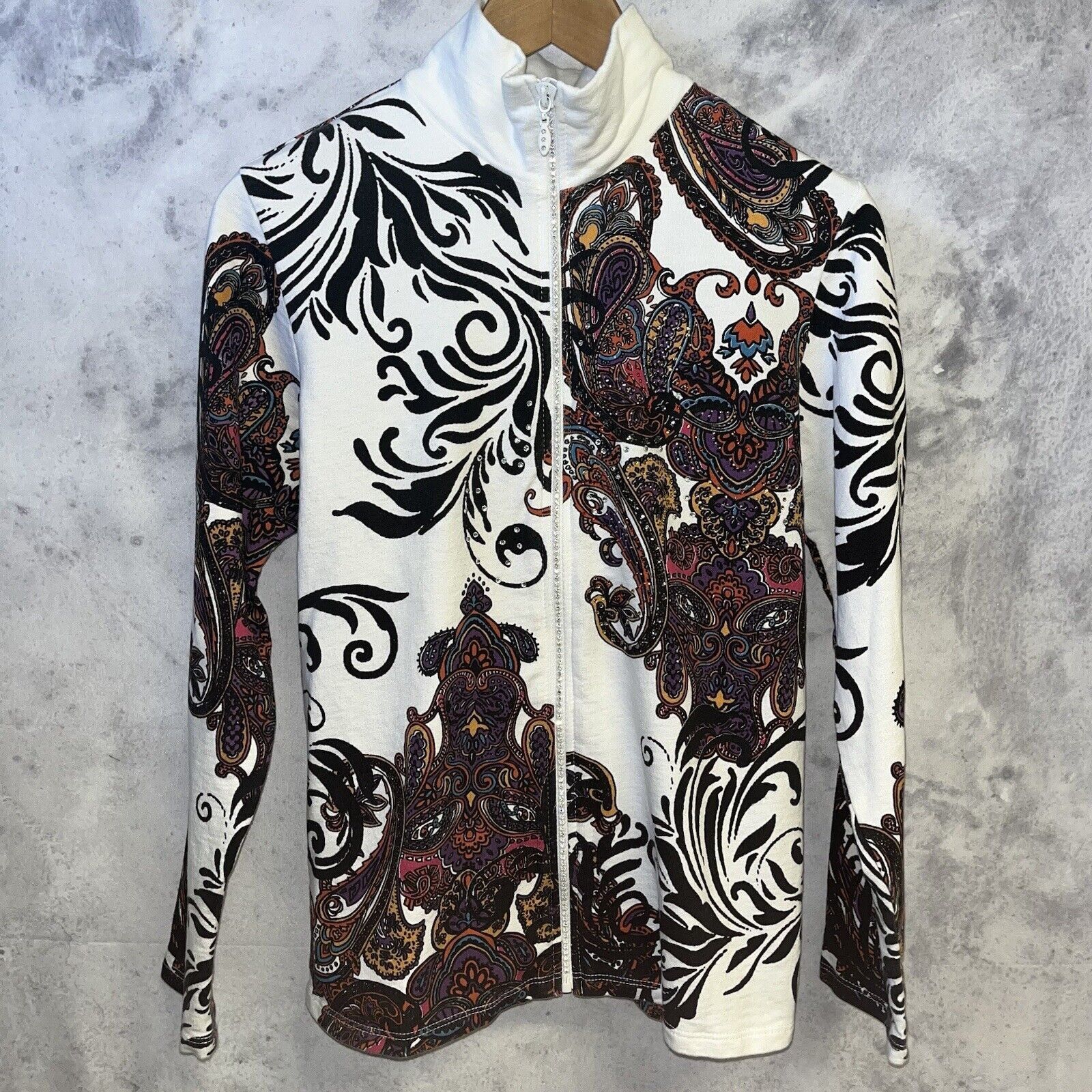 Vintage Vintage Jess & Jane Jacket Zip Rainbow Paisley Rhinestone Size M / US 6-8 / IT 42-44 - 1 Thumbnail
