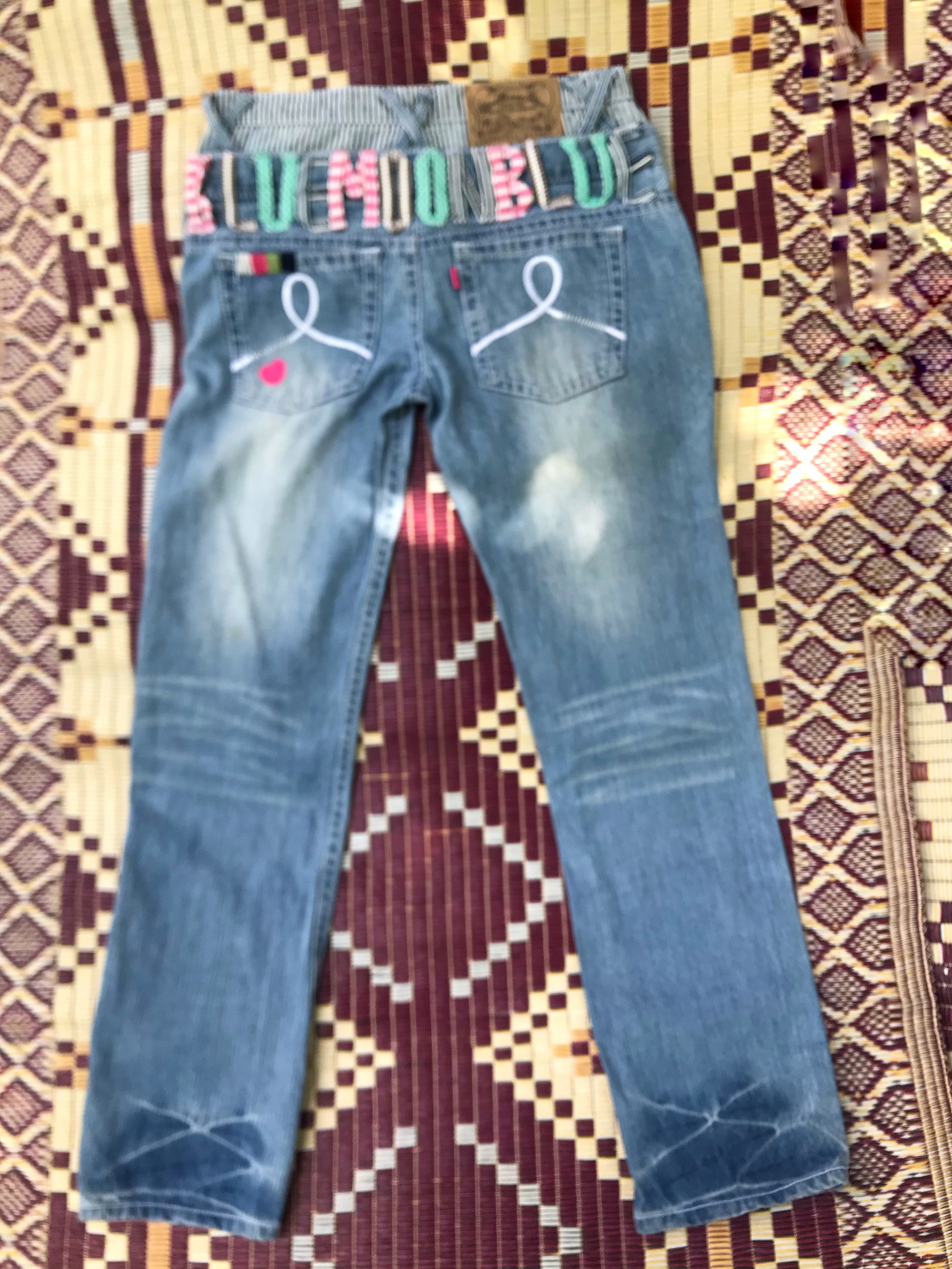 Hysteric Glamour × Japanese Brand Moon Blue Double Waist Denim Pants Size US 31 - 2 Thumbnail