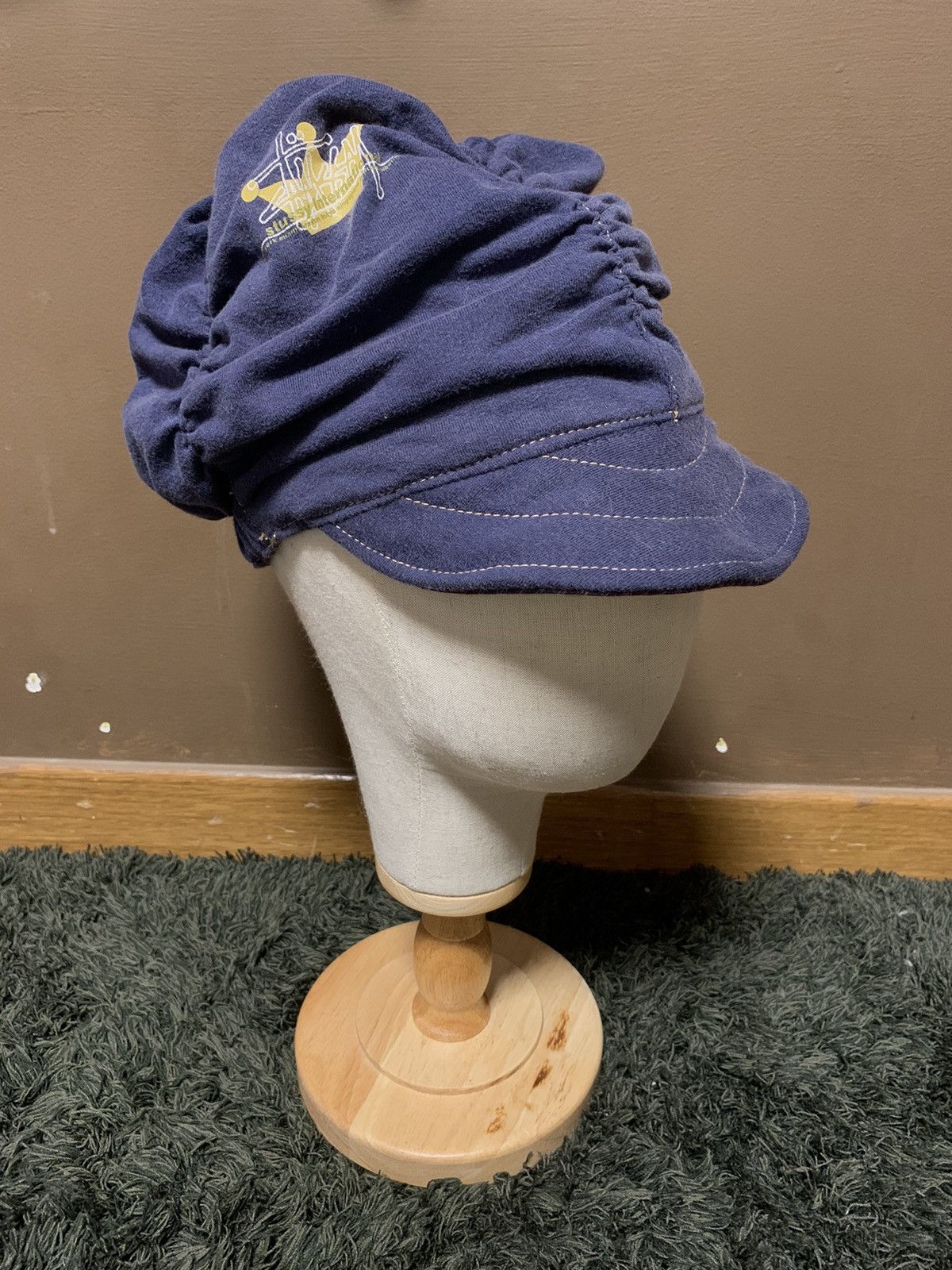 image of 2000S Stussy International Reversible Visor Snow Cap in Maroon/Blue, Men's