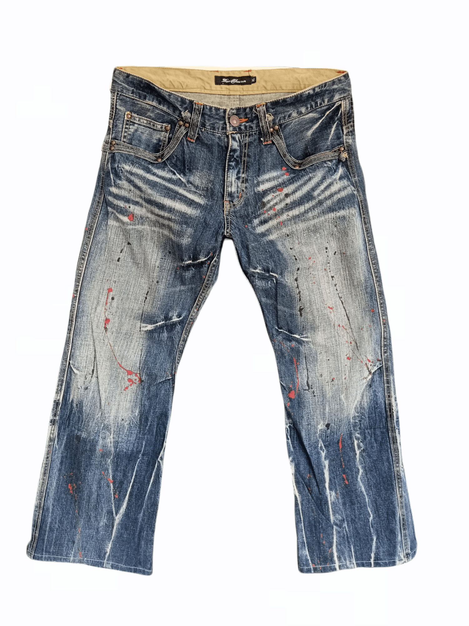 Japanese Brand × Roots Seasoned Splash Painted Roots Style Jeans Size US 33 - 1 Thumbnail