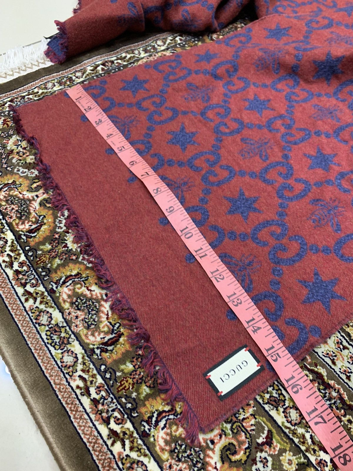 Gucci GUCCI SCARF FLY CONSTELLATION WOOL REVERSIBLE GG LOGO Size ONE SIZE - 9 Thumbnail