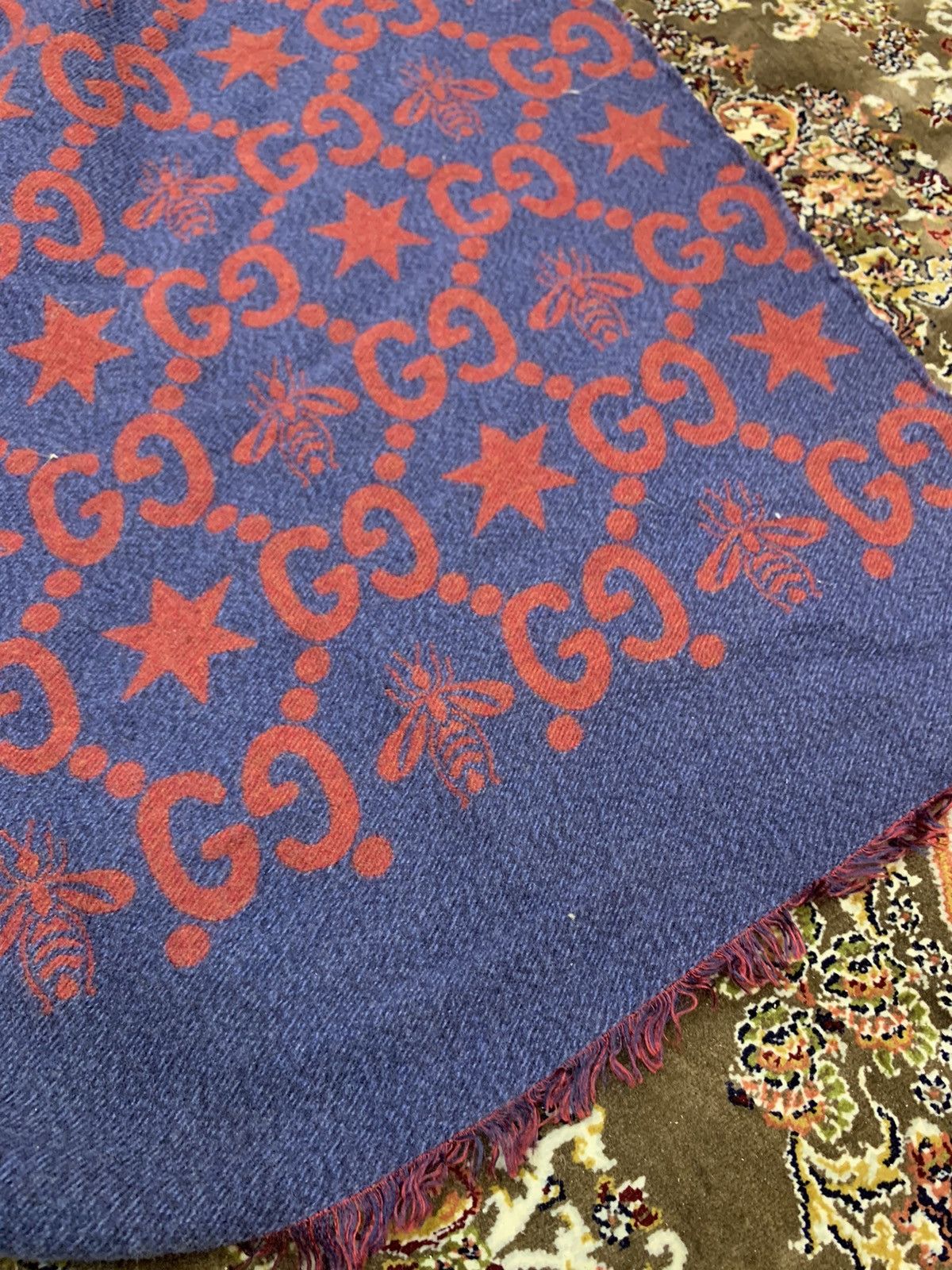 Gucci GUCCI SCARF FLY CONSTELLATION WOOL REVERSIBLE GG LOGO Size ONE SIZE - 8 Thumbnail