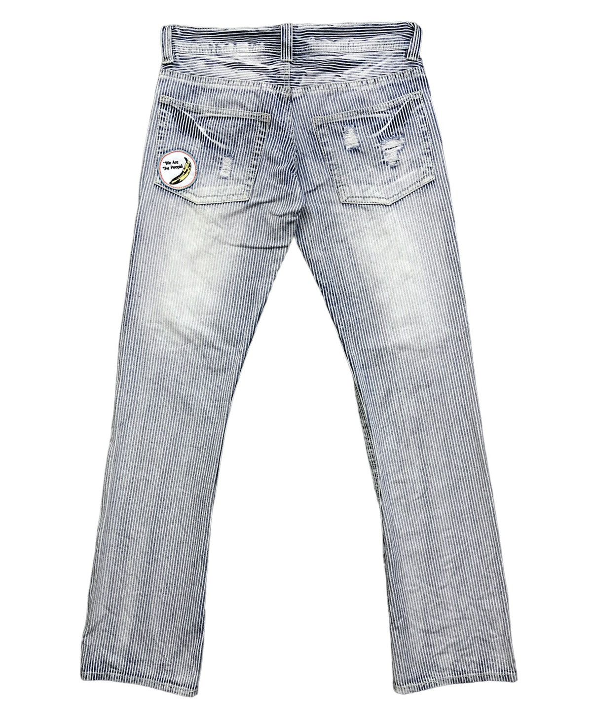 Japanese Brand Grazie Low Rise Hickory Distressed Faded Blue Jeans Size US 30 / EU 46 - 2 Thumbnail
