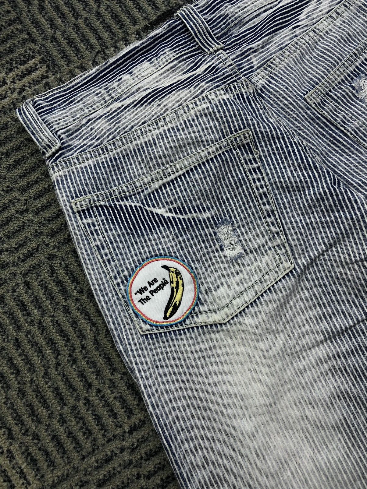 Japanese Brand Grazie Low Rise Hickory Distressed Faded Blue Jeans Size US 30 / EU 46 - 14 Thumbnail