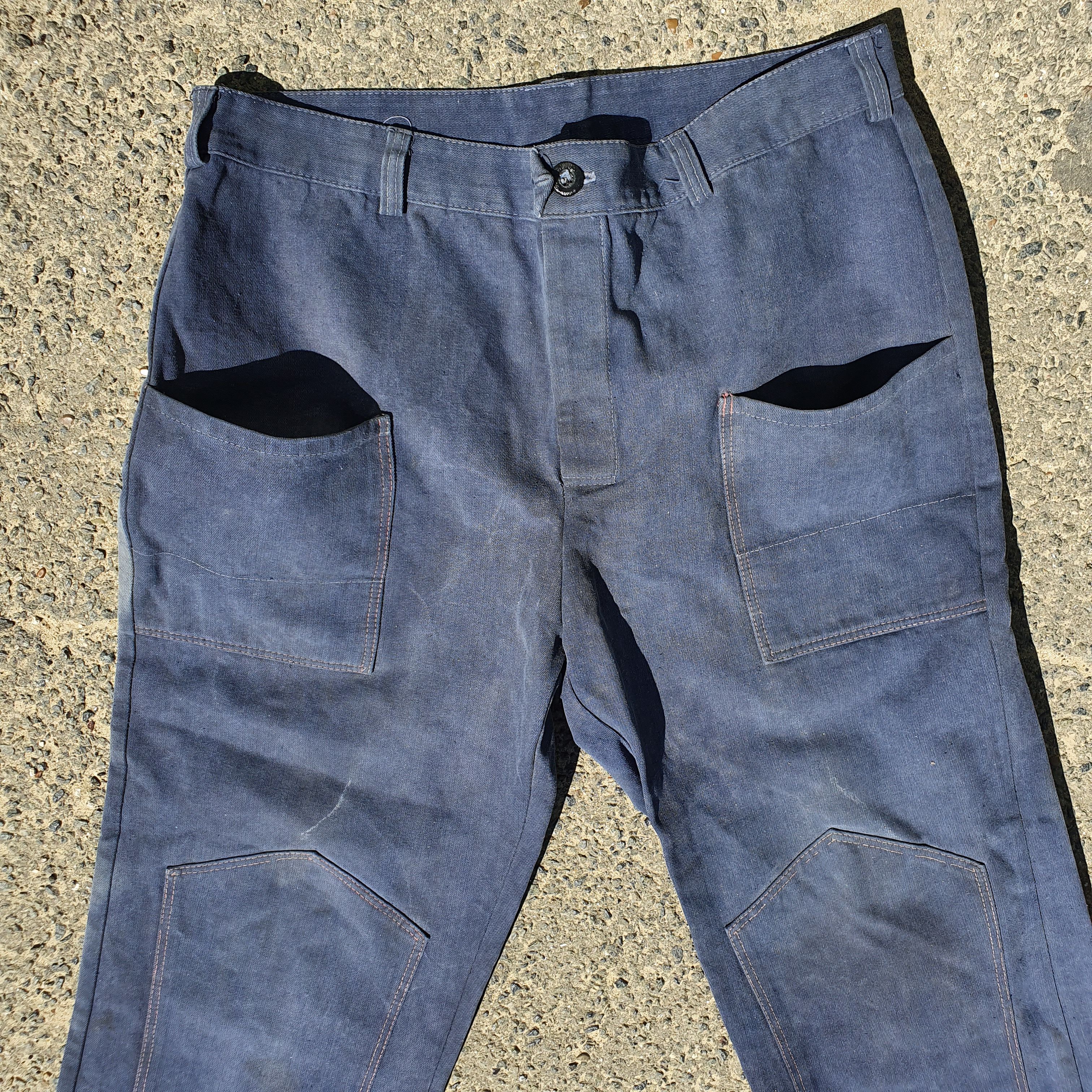 Le Laboureur × Vetra × Vintage Rare Double knees 60s Faded Workers pants Thrashed Punk Size US 32 / EU 48 - 3 Thumbnail