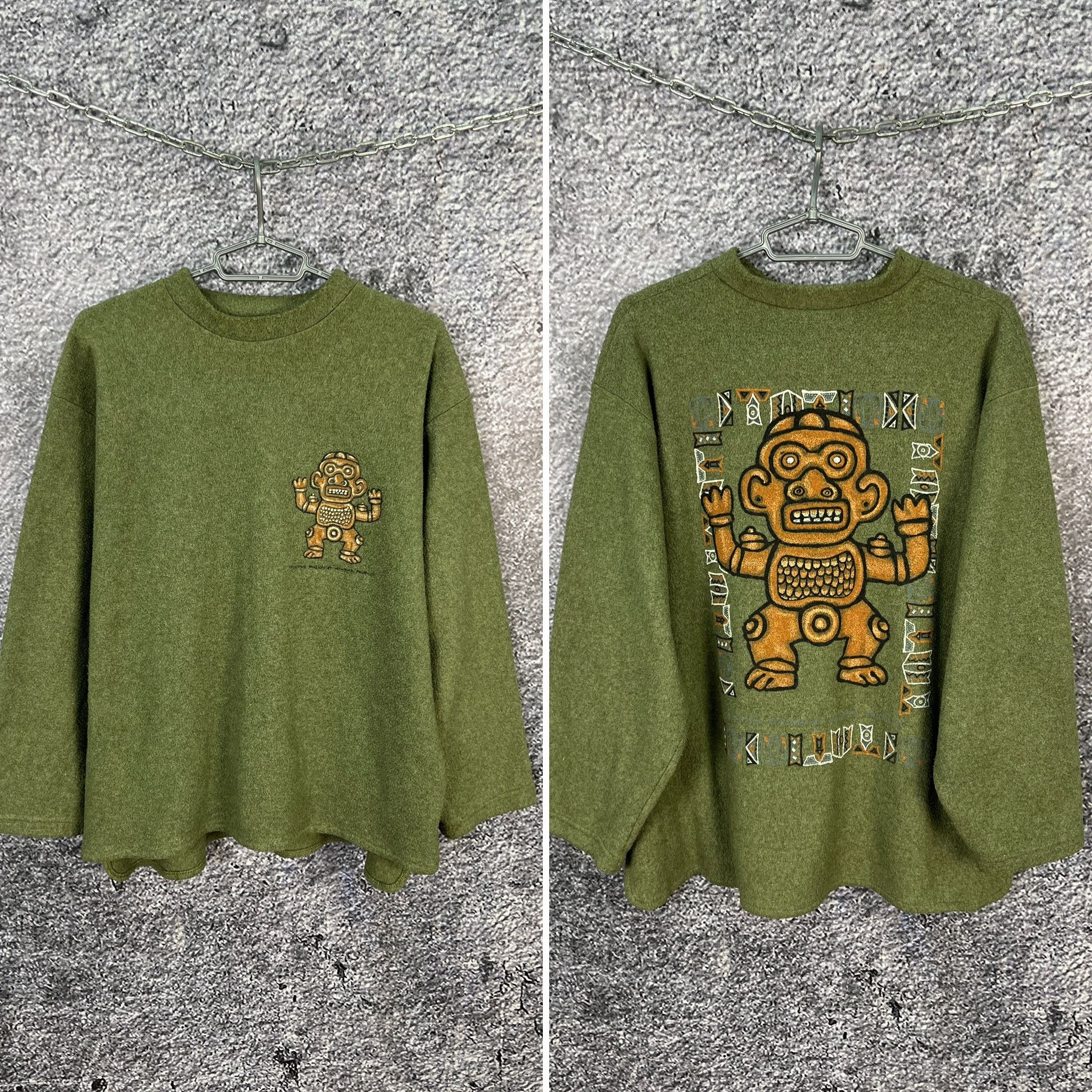 Aztech Mountain Vintage Tribal Totem Fleece Sweatshirt Aztec Style Graphic Size US L / EU 52-54 / 3 - 1 Thumbnail