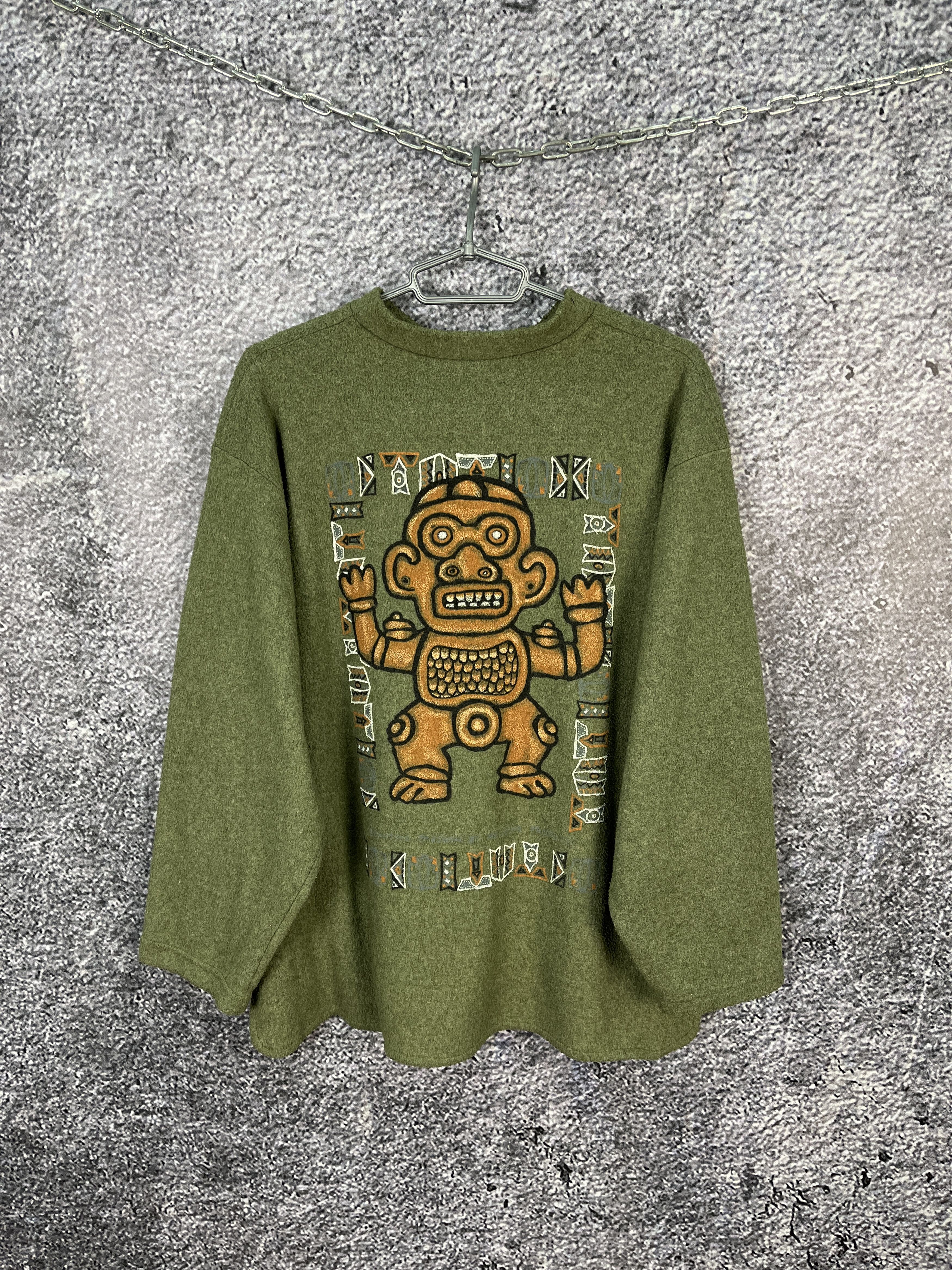 Aztech Mountain Vintage Tribal Totem Fleece Sweatshirt Aztec Style Graphic Size US L / EU 52-54 / 3 - 8 Thumbnail