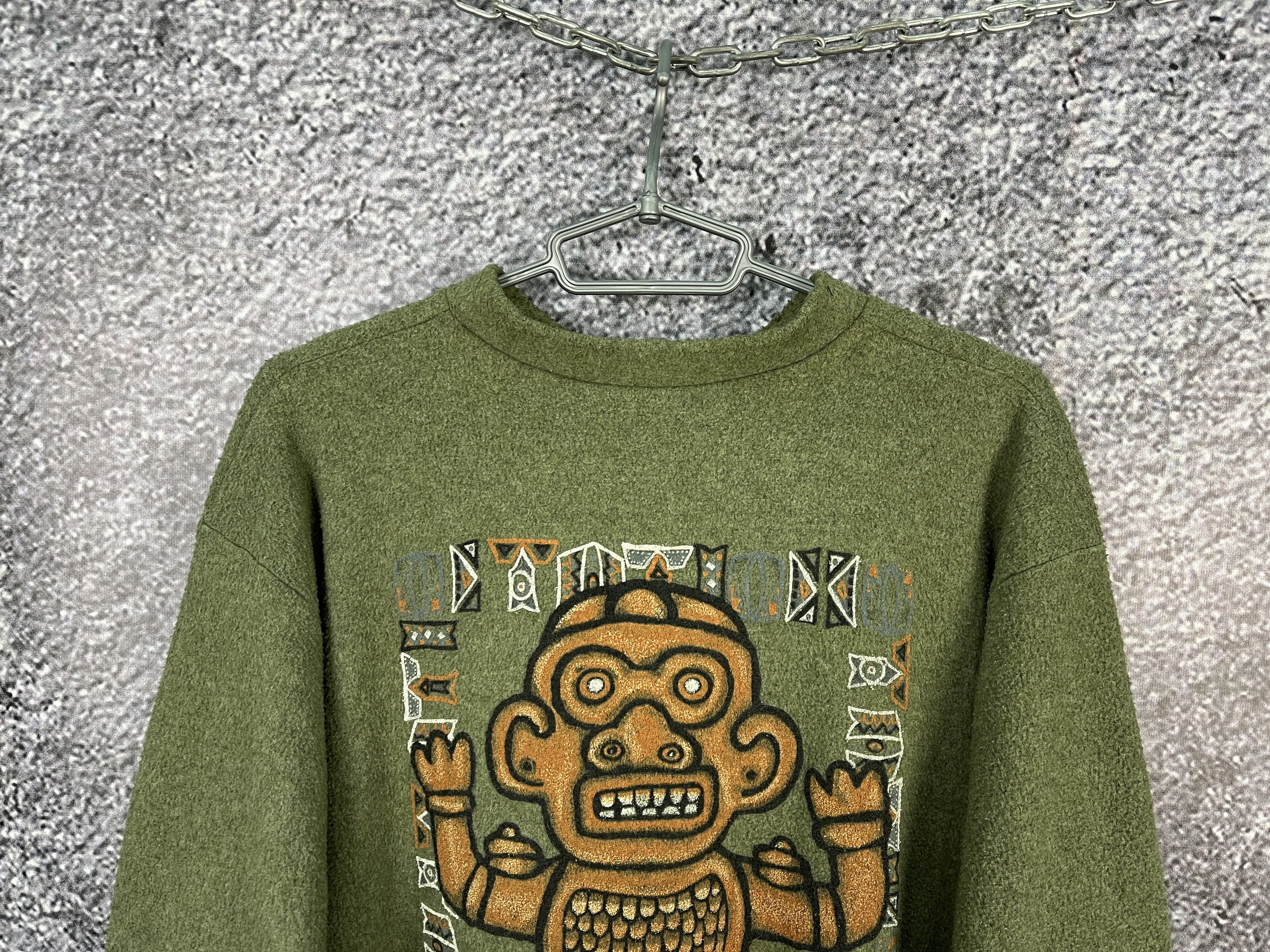Aztech Mountain Vintage Tribal Totem Fleece Sweatshirt Aztec Style Graphic Size US L / EU 52-54 / 3 - 9 Thumbnail