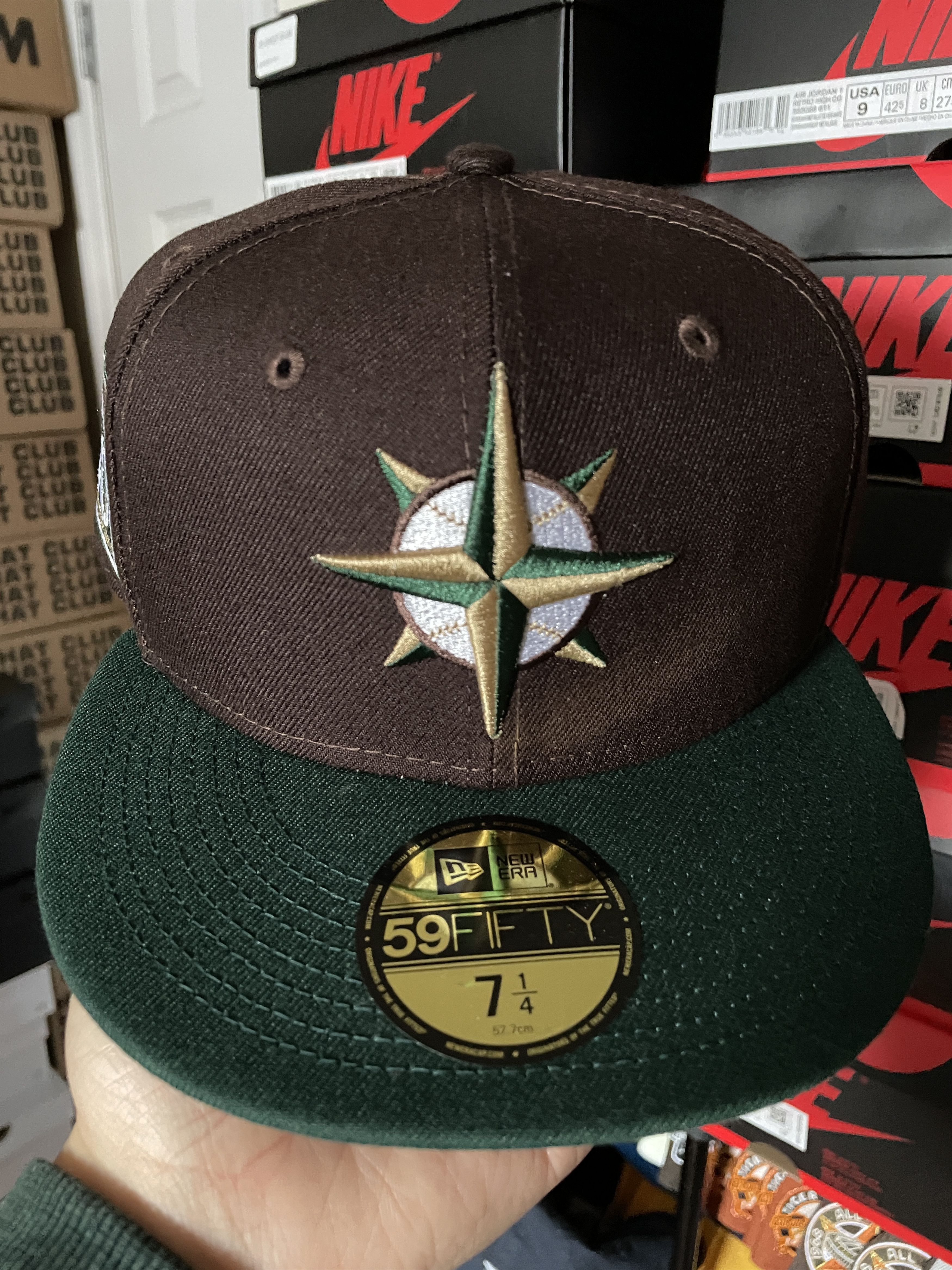 MLB × New Era Exclusive Brown Green Seattle Mariners 7 1/4 Grey Hatclub Size ONE SIZE - 2 Thumbnail