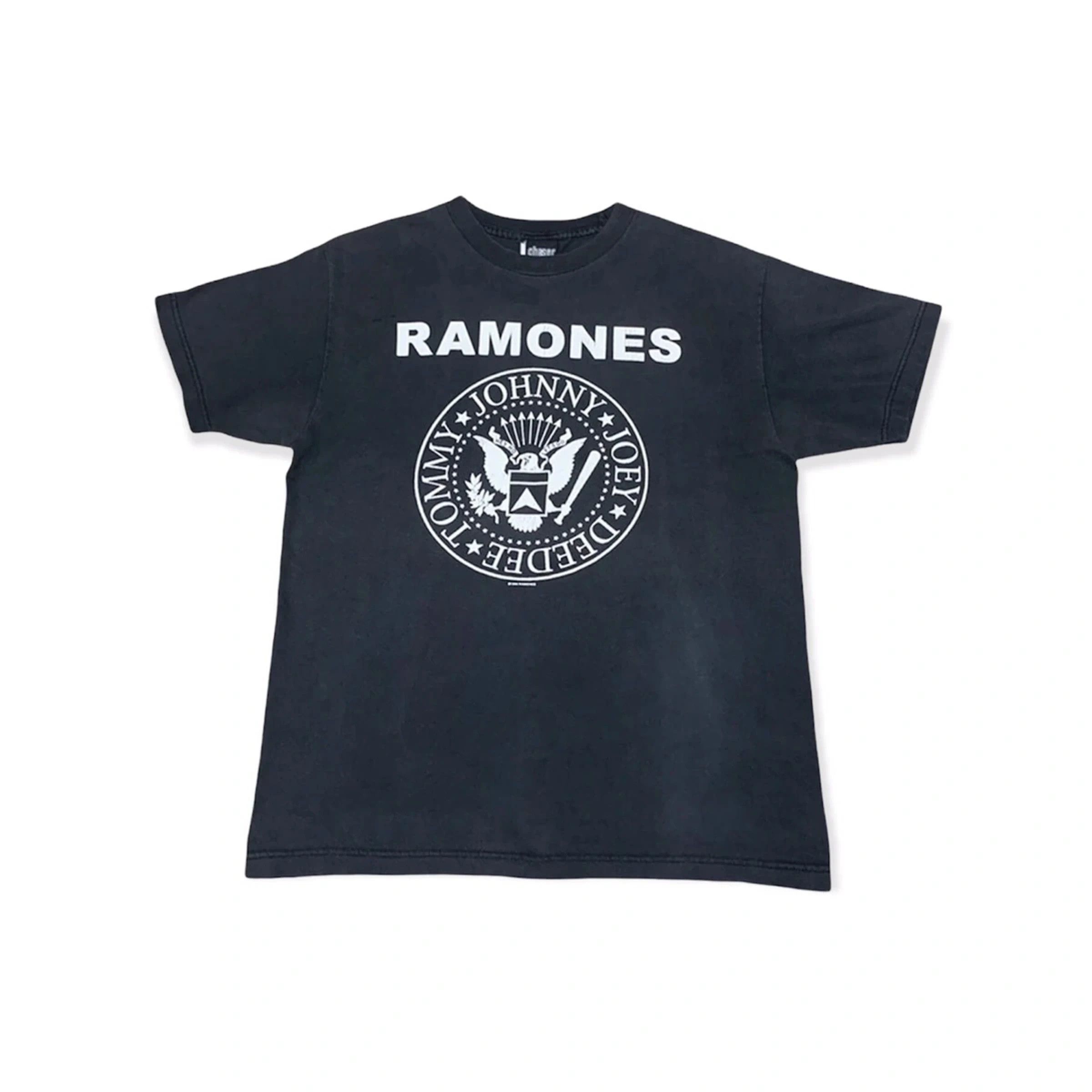 image of Band Tees x Rock Band Vintage 1999 Ramones Hey Ho Let's Go Band Tshirt in Faded Black (Size Medium)